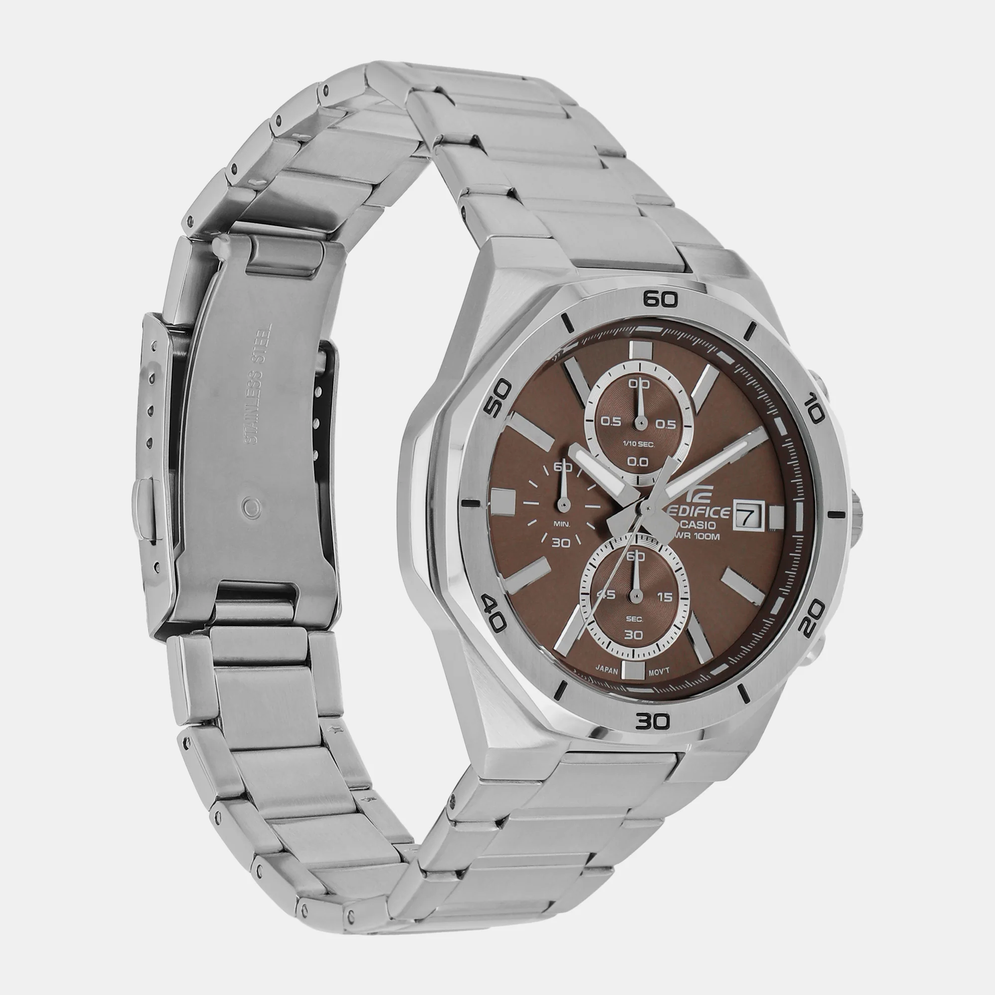Edifice Men Quartz Brown Dial Chronograph Stainless Steel Watch ED585 - Image 3