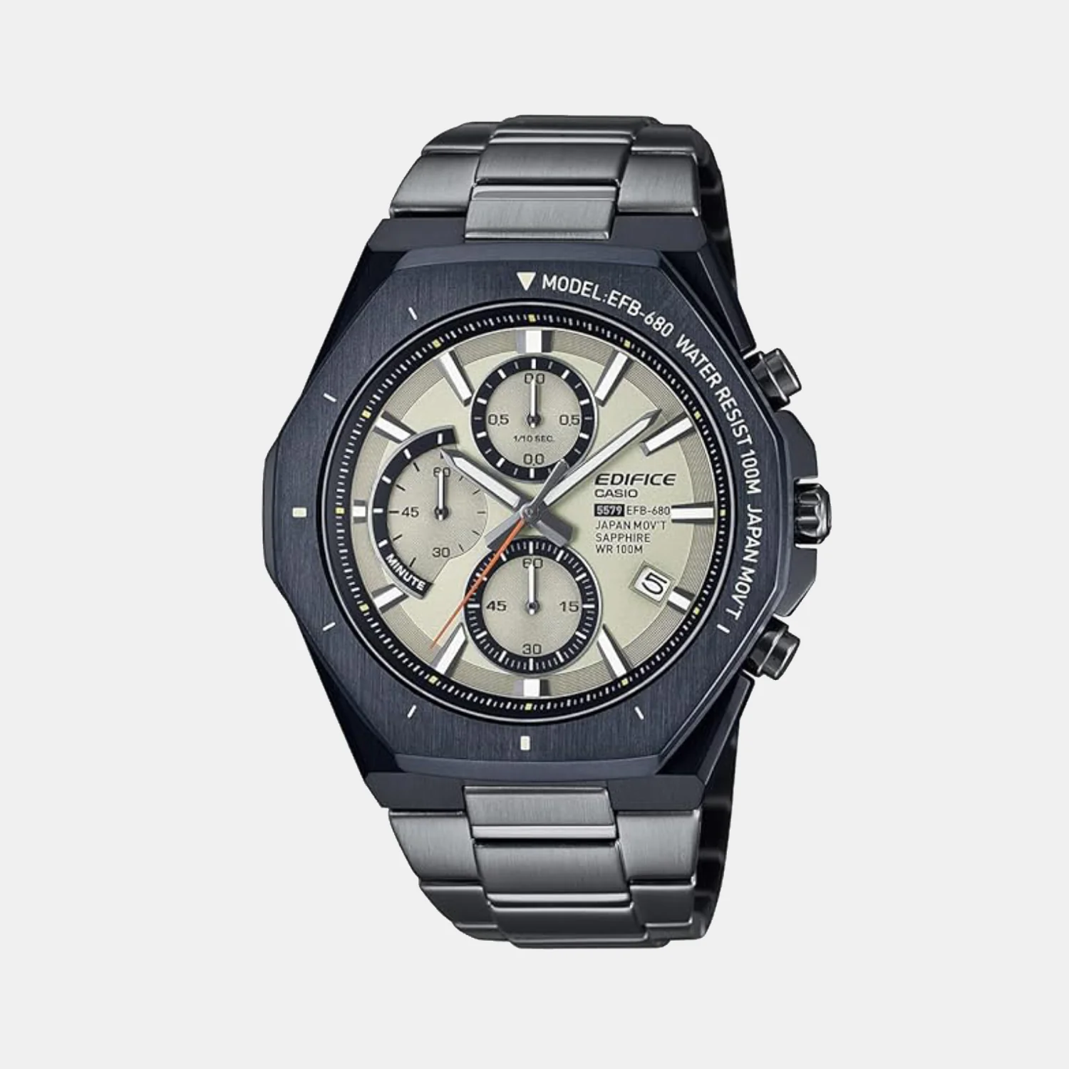 Edifice Men Quartz Cream Dial Chronograph Stainless Steel Watch ED647