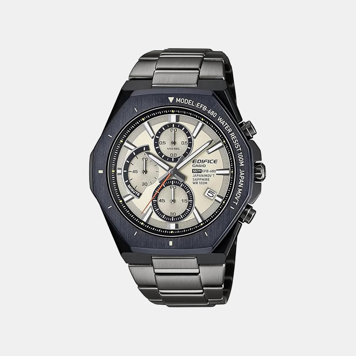 Edifice Men Quartz Cream Dial Chronograph Stainless Steel Watch ED647 - Image 2