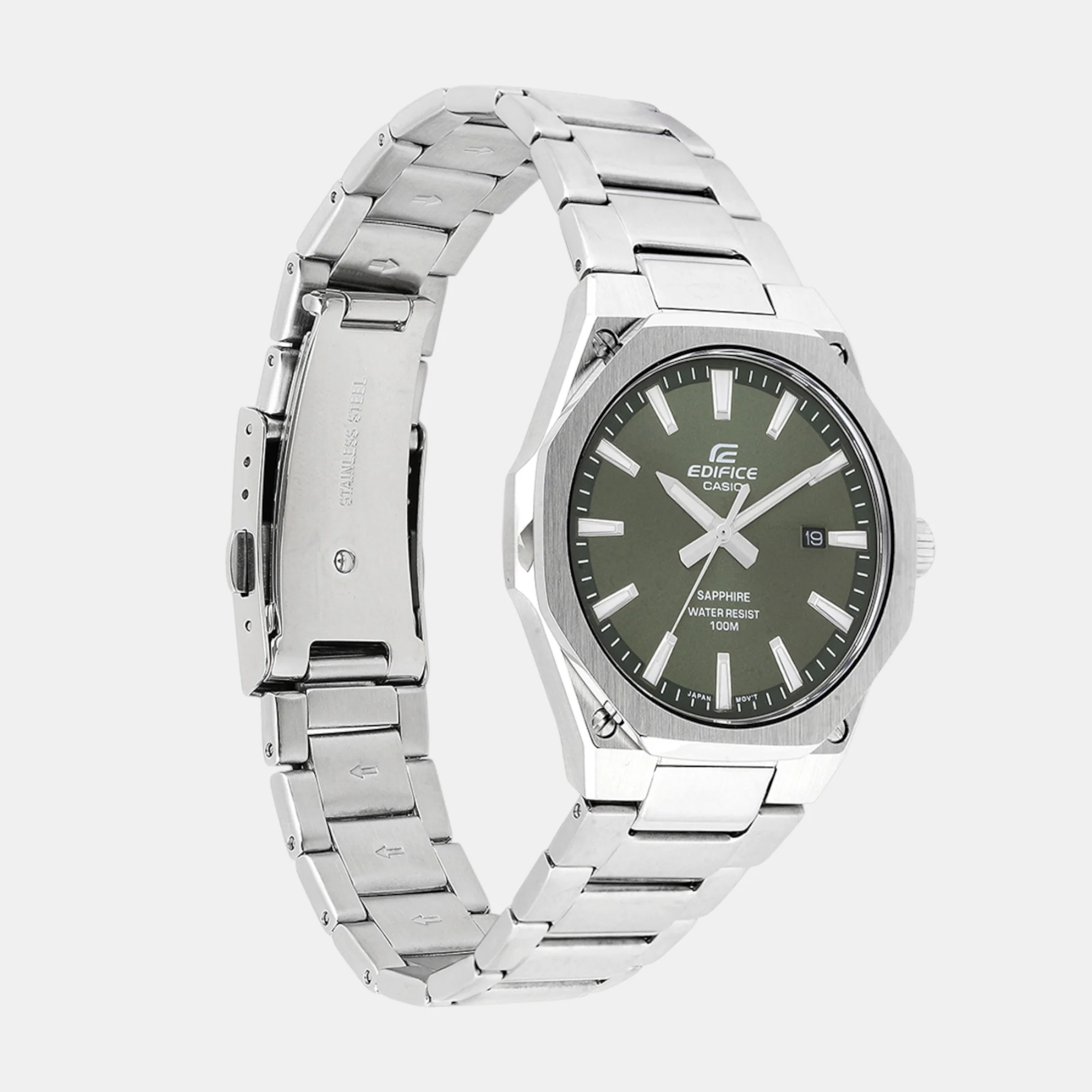 Edifice Men Quartz Green Dial Analog Stainless Steel Watch ED603 - Image 3