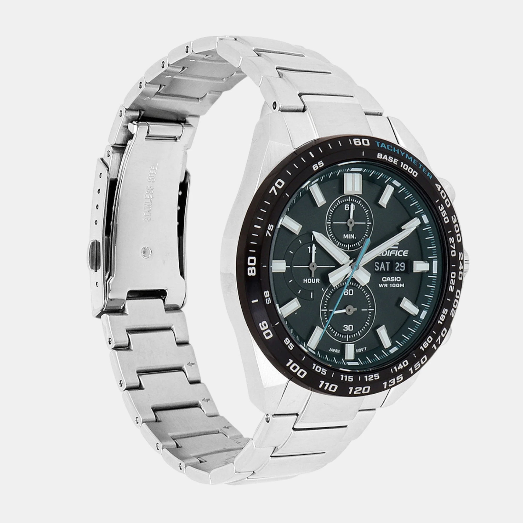 Edifice Men Quartz Green Dial Chronograph Stainless Steel Watch ED595 - Image 4