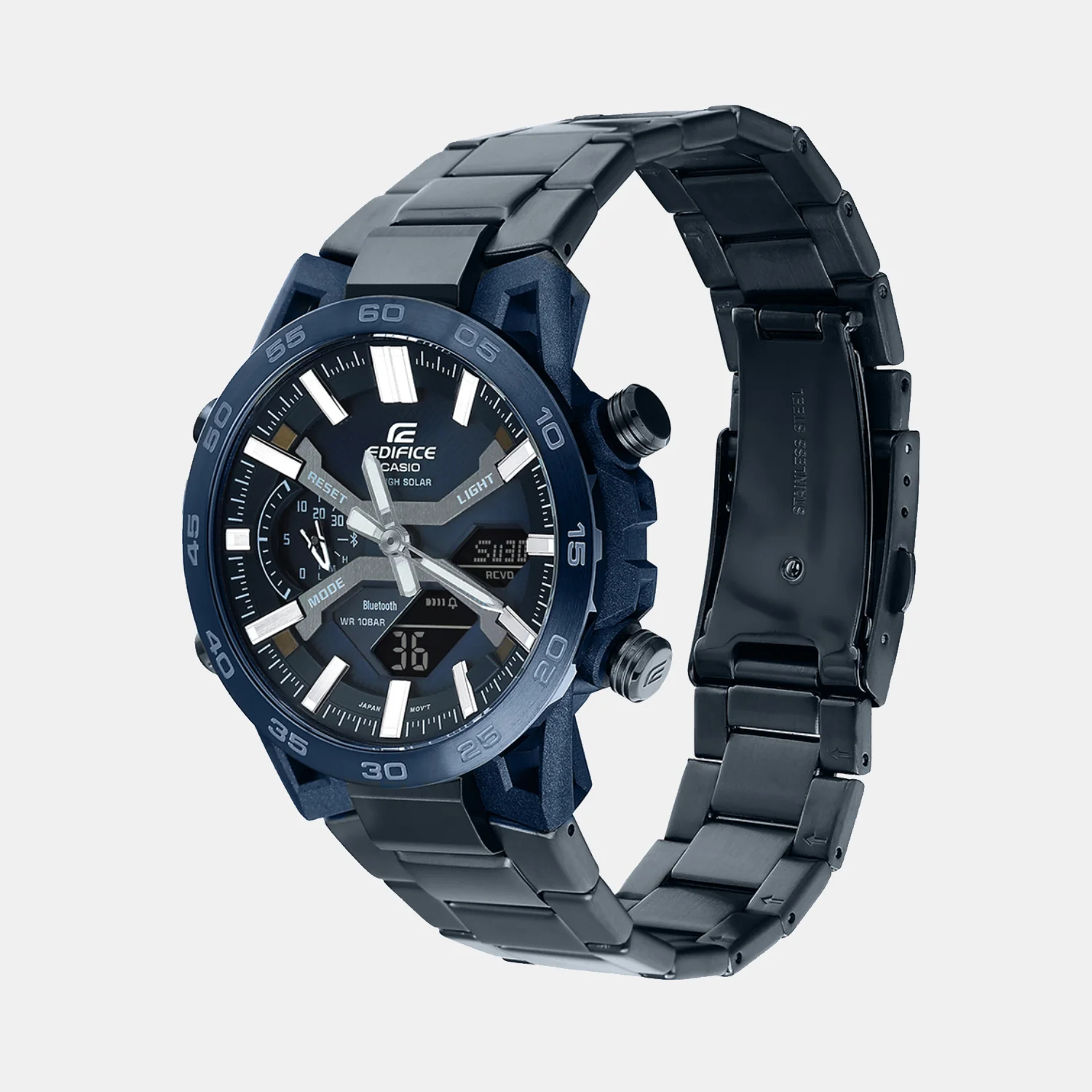 Edifice Men Quartz Navy Blue Dial Analog-Digital Stainless Steel Watch ED639 - Image 2