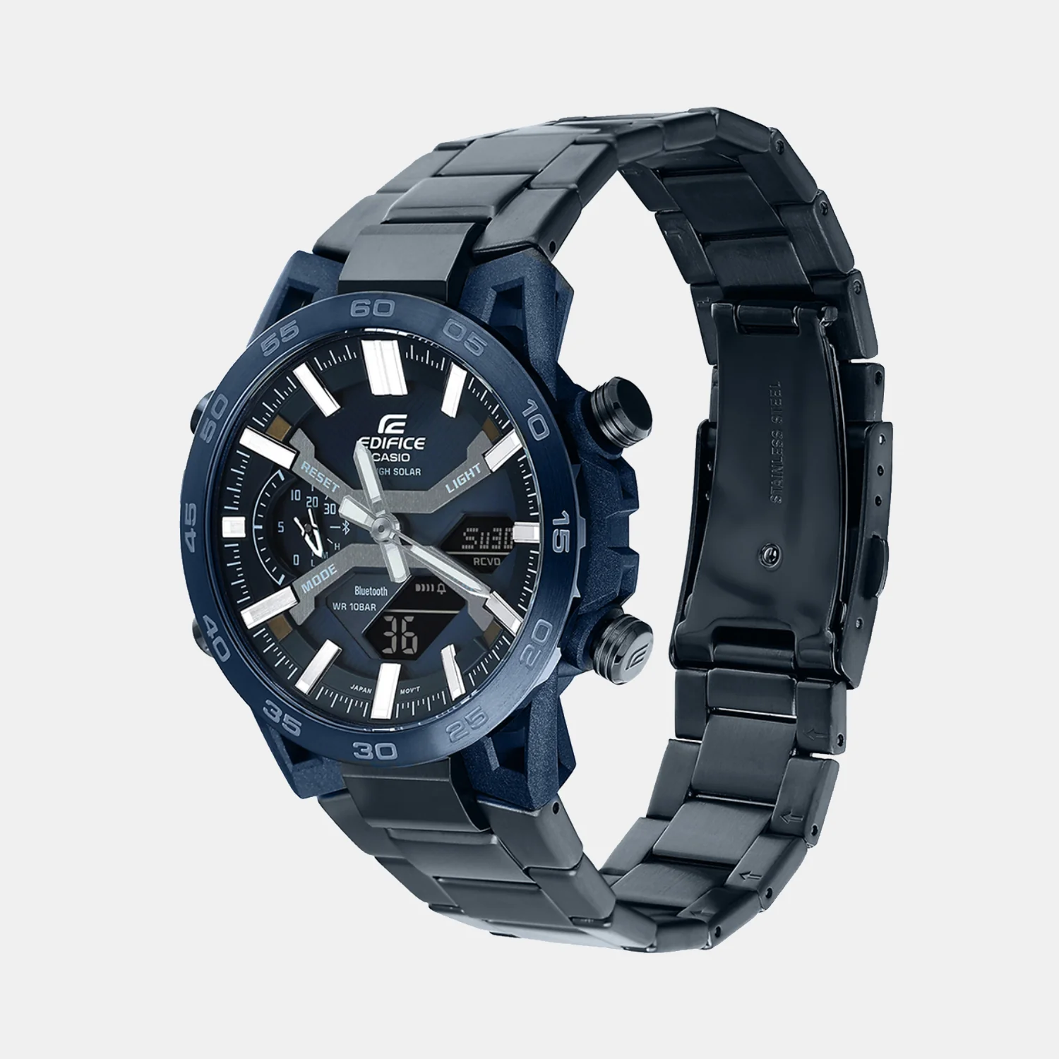 Edifice Men Quartz Navy Blue Dial Analog-Digital Stainless Steel Watch ED640 - Image 2