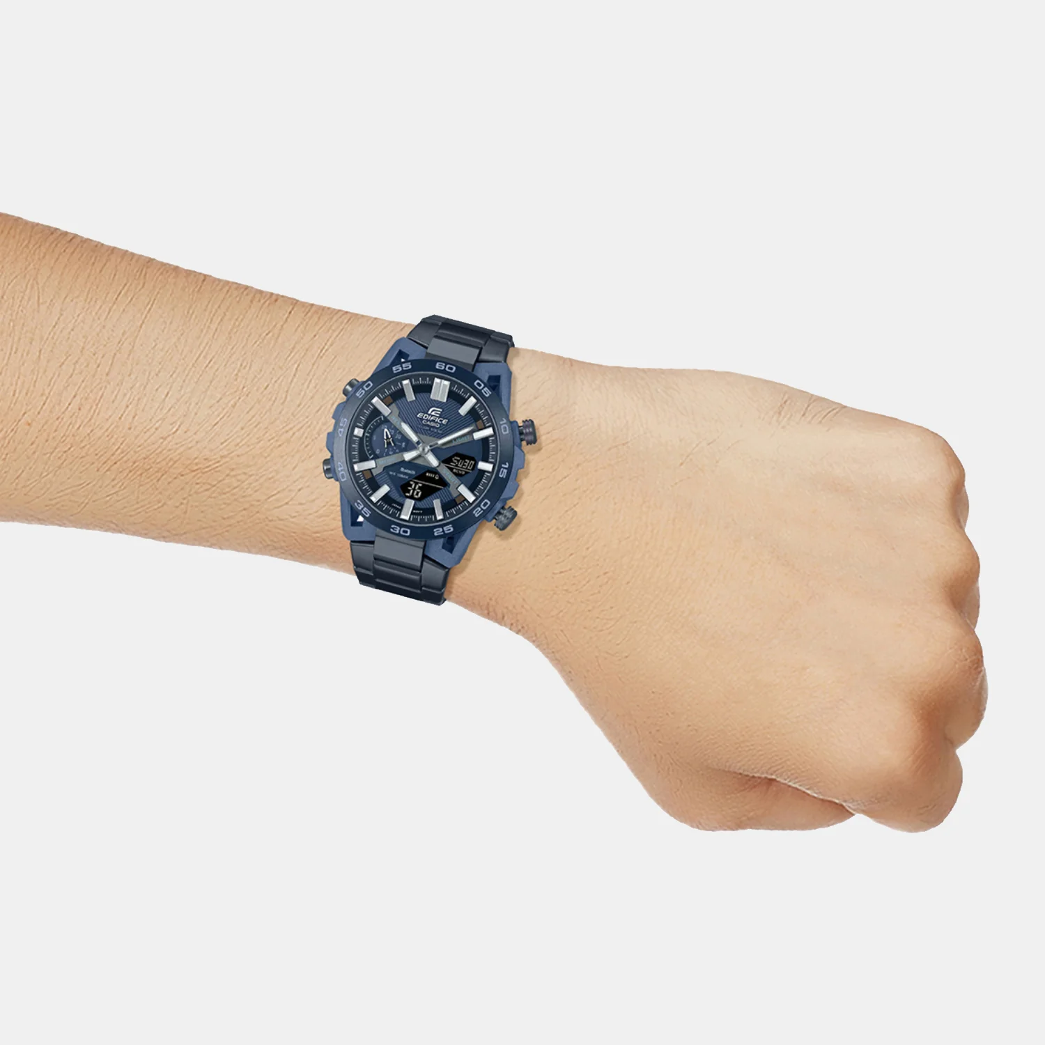 Edifice Men Quartz Navy Blue Dial Analog-Digital Stainless Steel Watch ED640 - Image 7