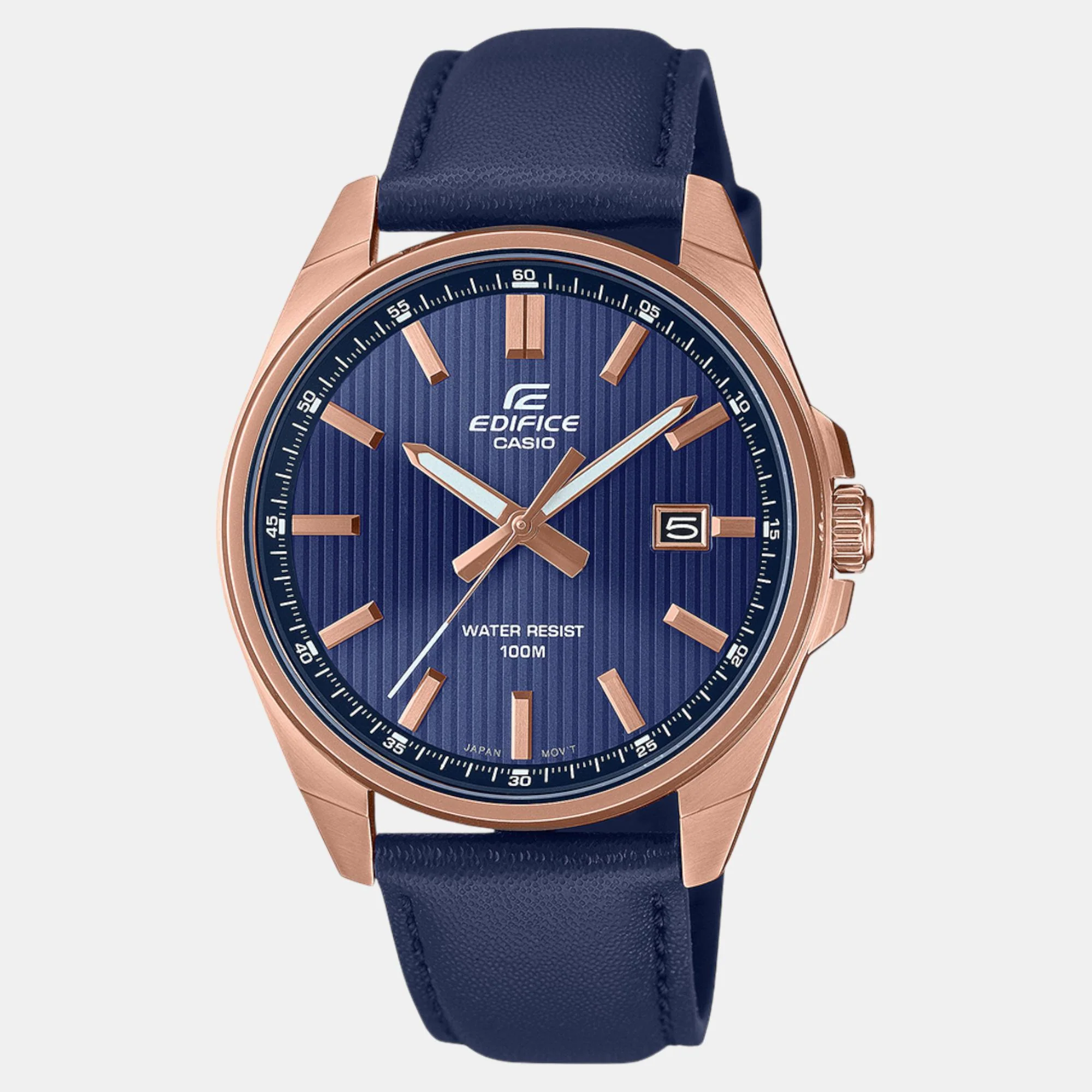 Edifice Men Quartz Navy Blue Dial Analog Leather Watch ED617 - Image 2