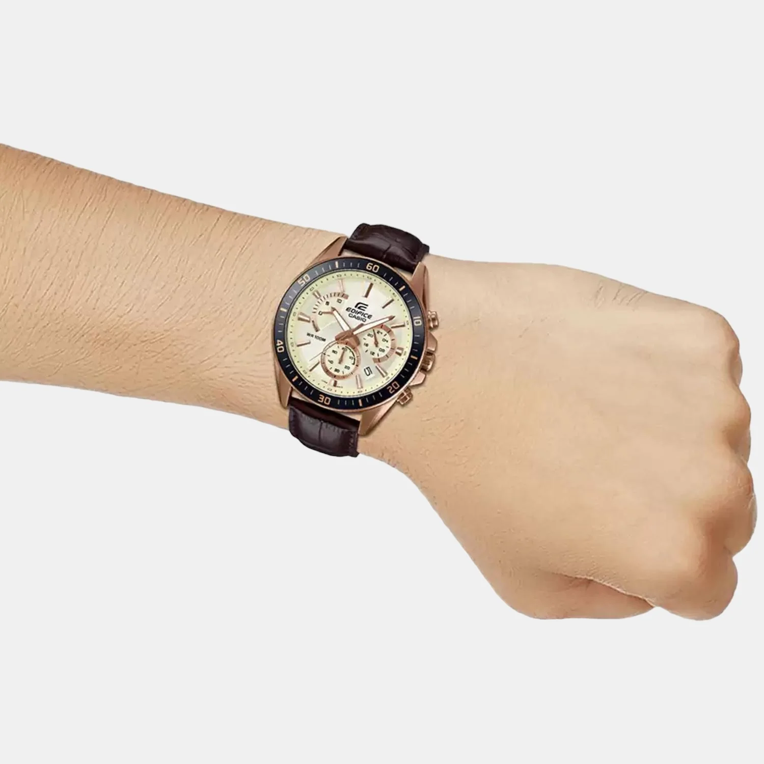 G-Shock Men Quartz Beige Dial Chronograph Leather Watch EX359 - Image 6
