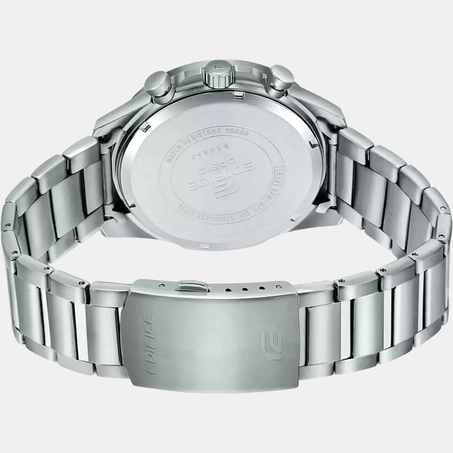 Edifice Men Quartz Silver Dial Chronograph Stainless Steel Watch ED516 - Image 3