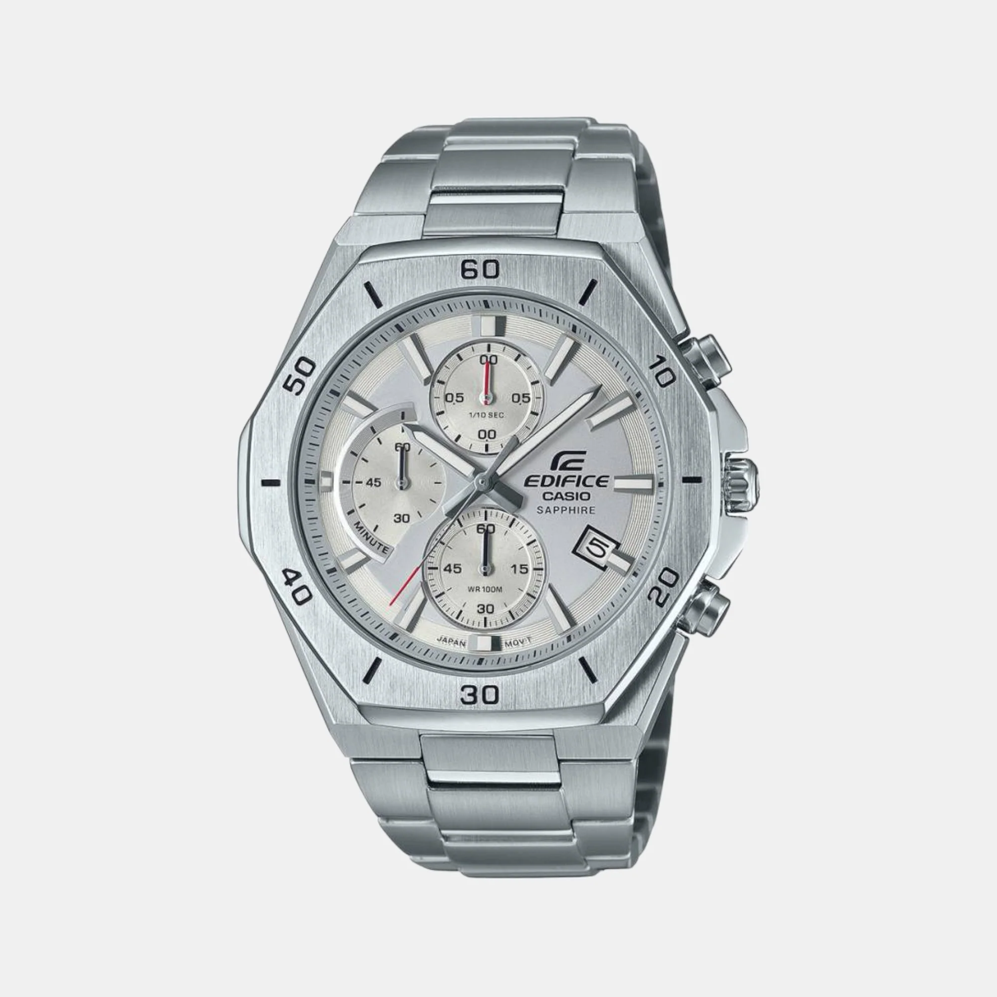 Edifice Men Quartz Silver Dial Chronograph Stainless Steel Watch EX552 - Image 2