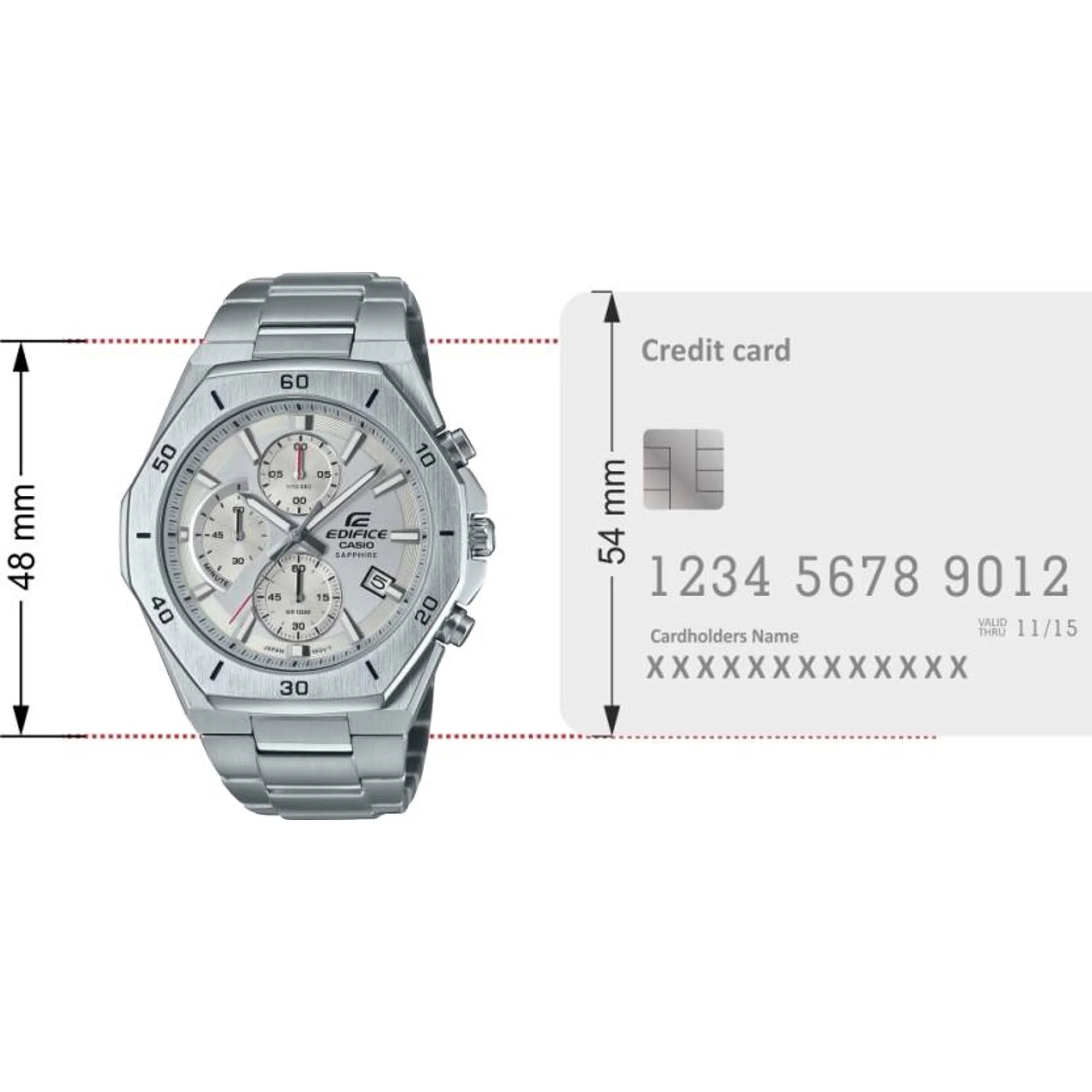 Edifice Men Quartz Silver Dial Chronograph Stainless Steel Watch EX552 - Image 7