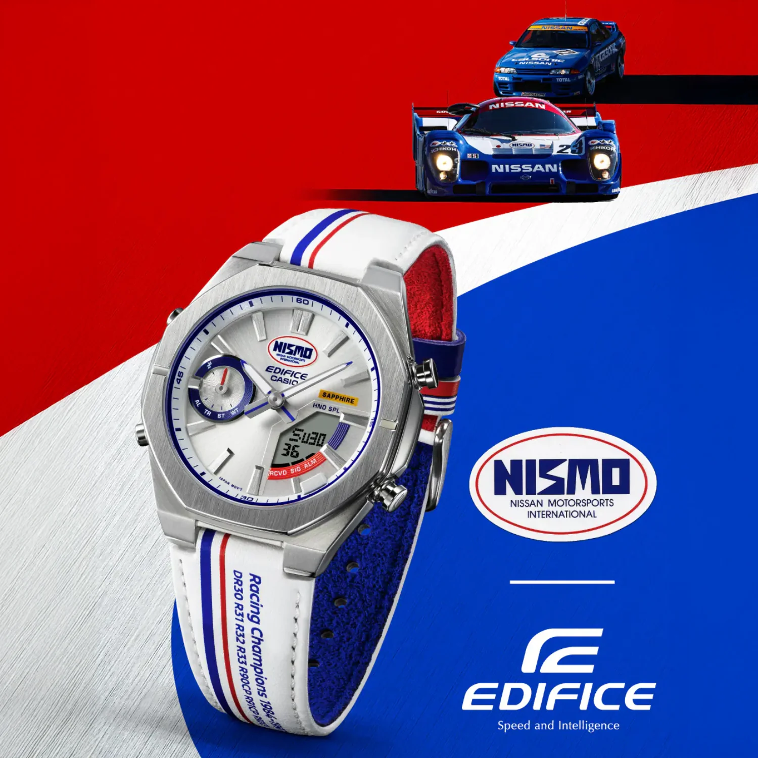 Edifice Men Quartz White Dial Analog-Digital Leather Watch ECB-S10NIS-7ADR ED666 - Image 3