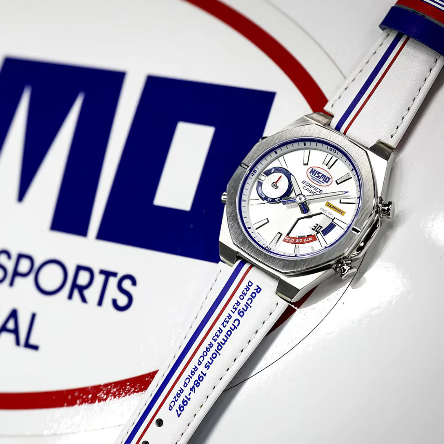Edifice Men Quartz White Dial Analog-Digital Leather Watch ECB-S10NIS-7ADR ED666 - Image 5