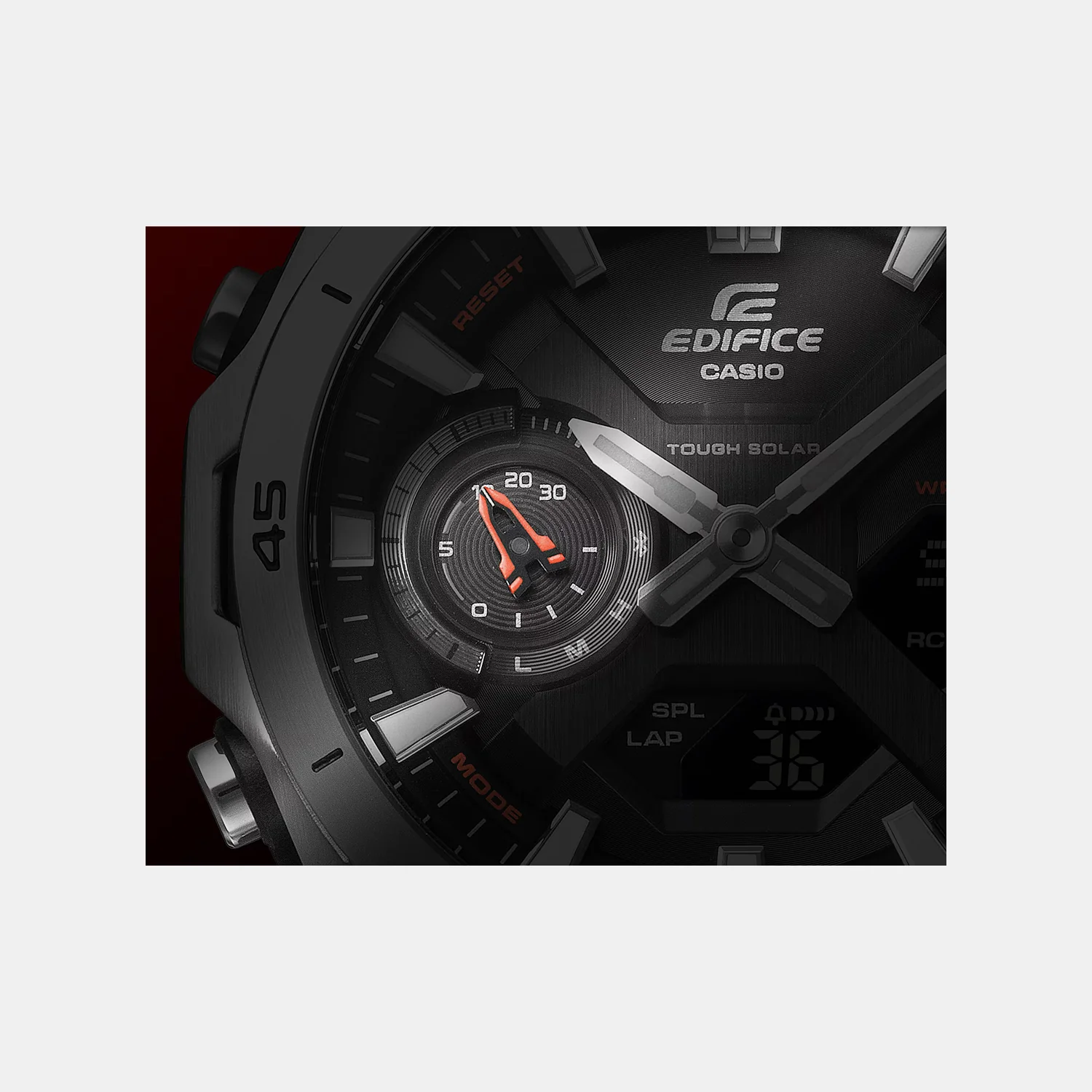 Edifice Sospensione Men Solar Black Dial Chronograph Stainless Steel Watch ED693 - Image 4