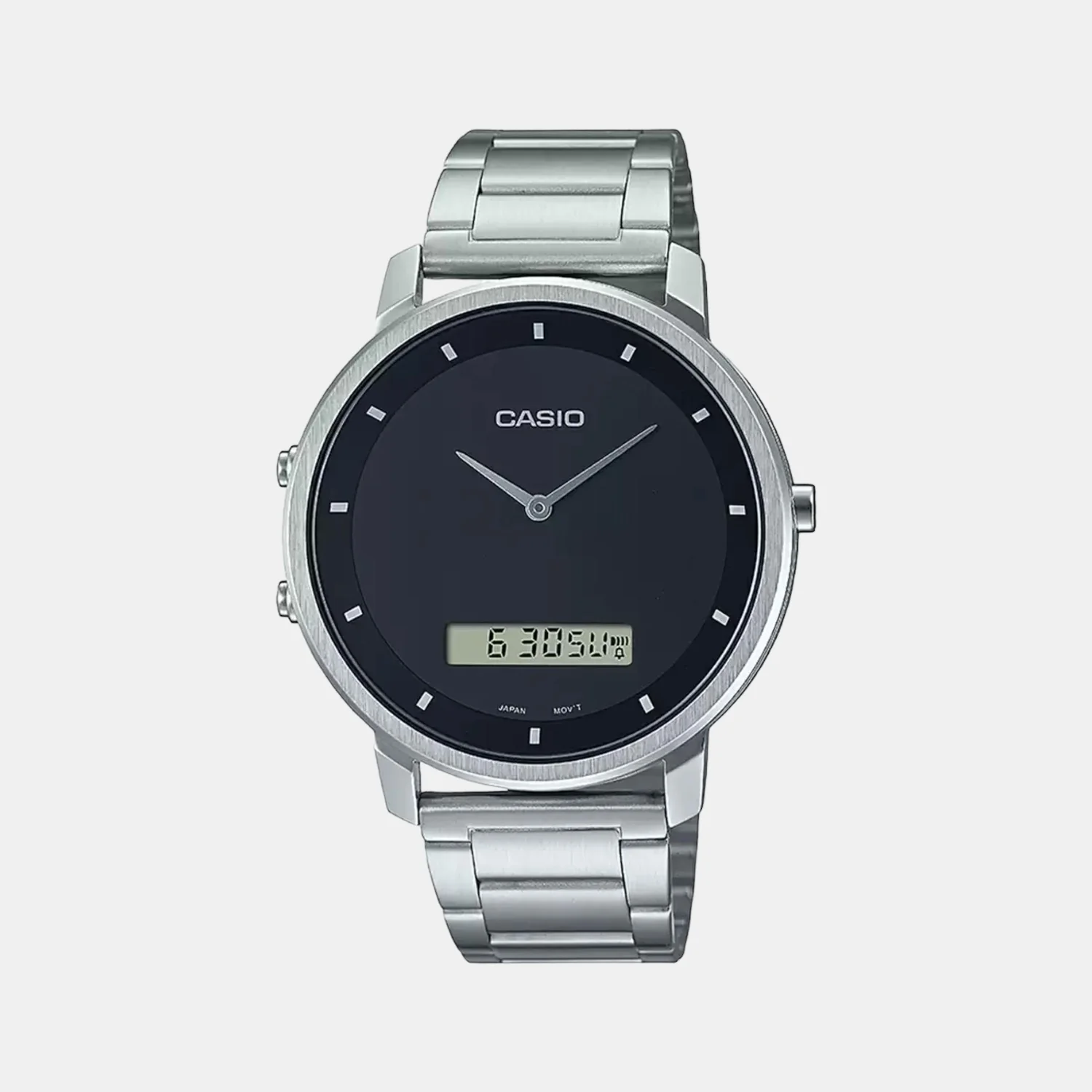 Enticer Men Quartz Black Dial Analog-Digital Stainless Steel Watch A1959
