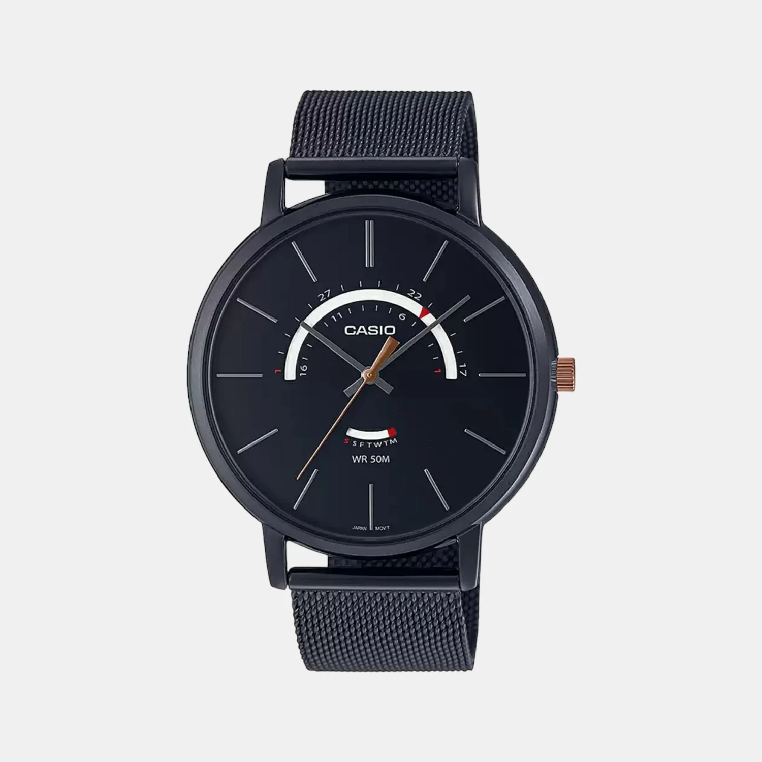 Enticer Men Quartz Black Dial Analog Mesh Watch A1882