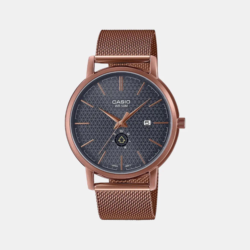 Enticer Men Quartz Black Dial Analog Mesh Watch A2057
