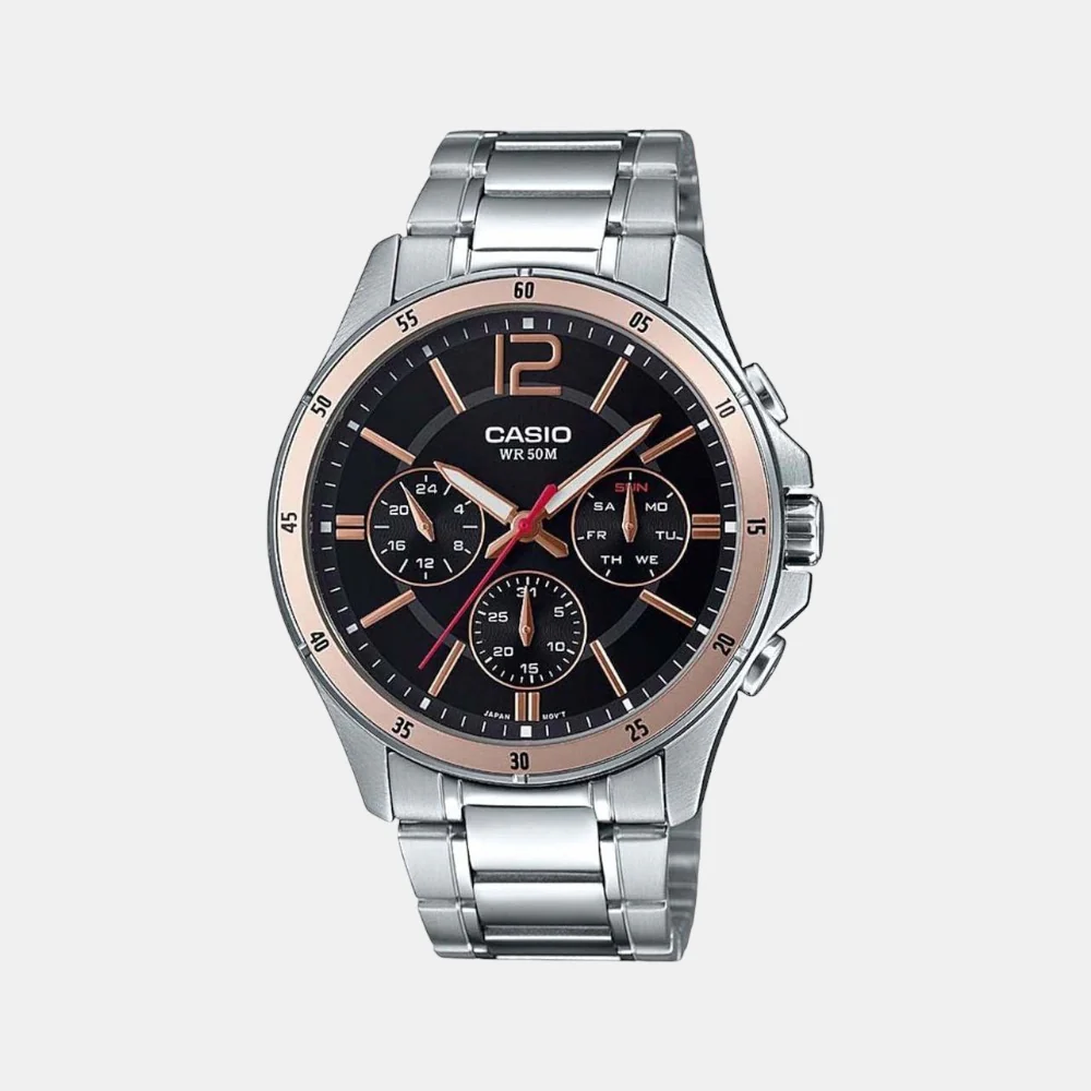 Enticer Men Quartz Black Dial Chronograph Stainless Steel Watch A1884