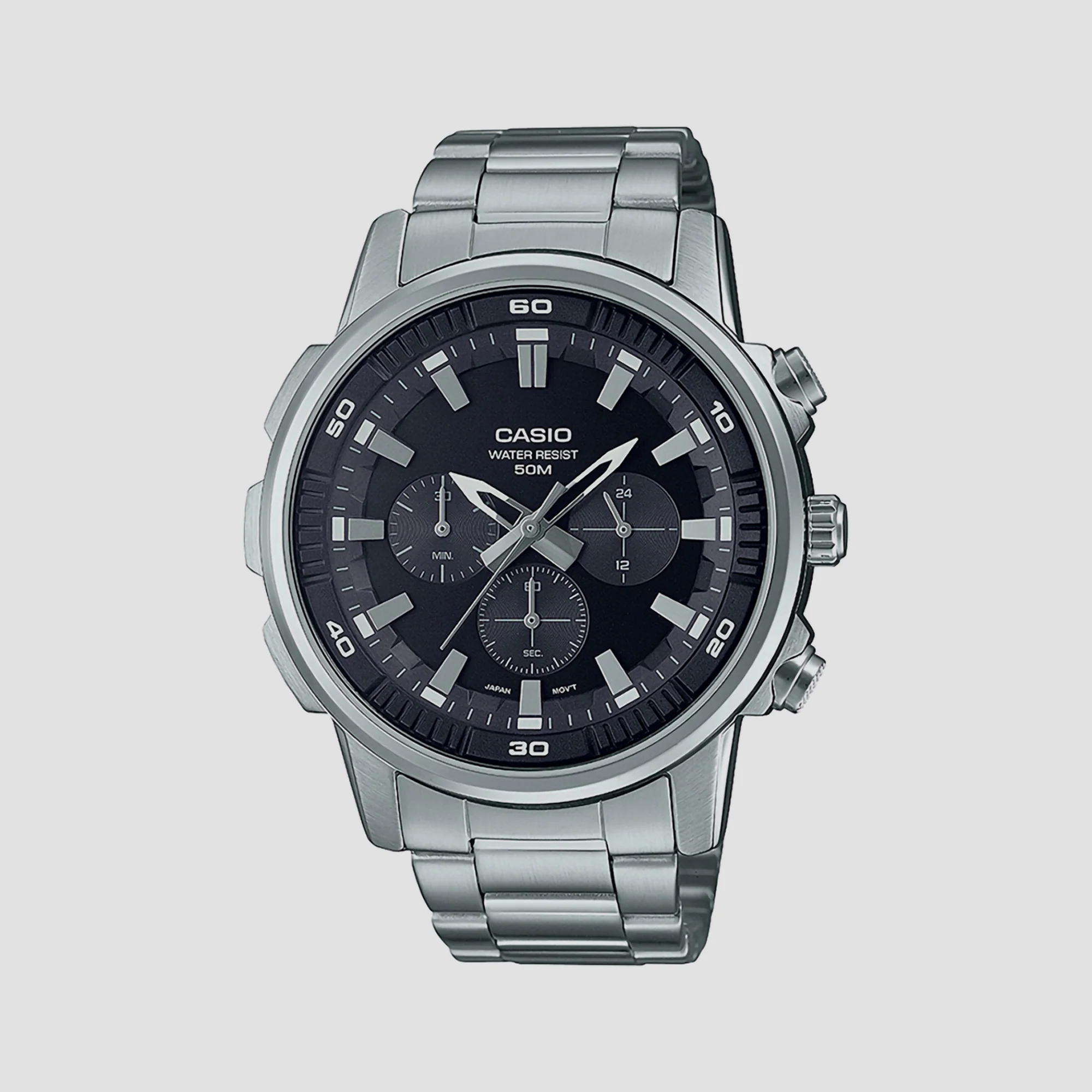 Enticer Men Quartz Black Dial Chronograph Stainless Steel Watch A1963