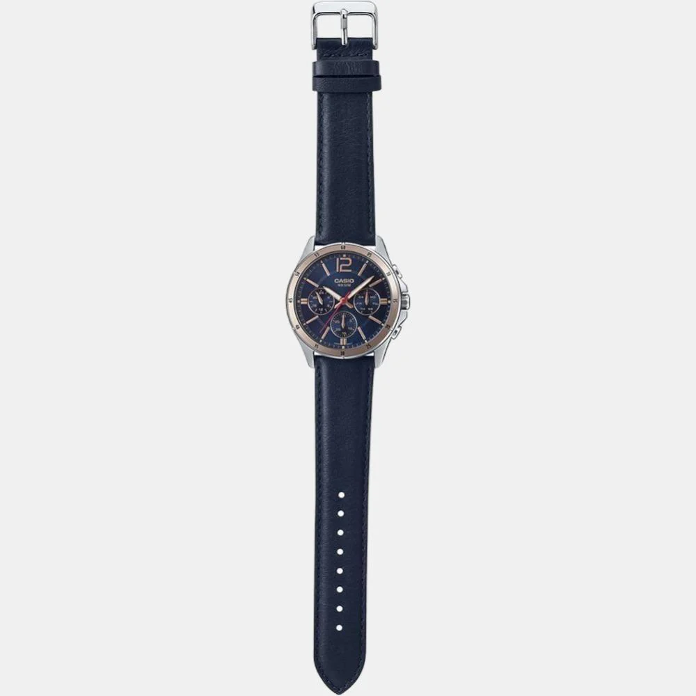 Enticer Men Quartz Blue Dial Chronograph Leather Watch A1889 - Image 5