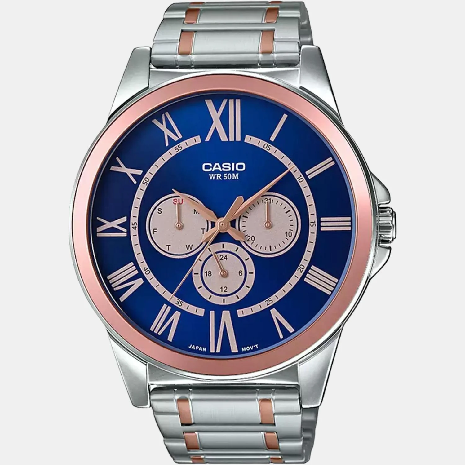 Enticer Men Quartz Blue Dial Chronograph Stainless Steel Watch A1524 - Image 2