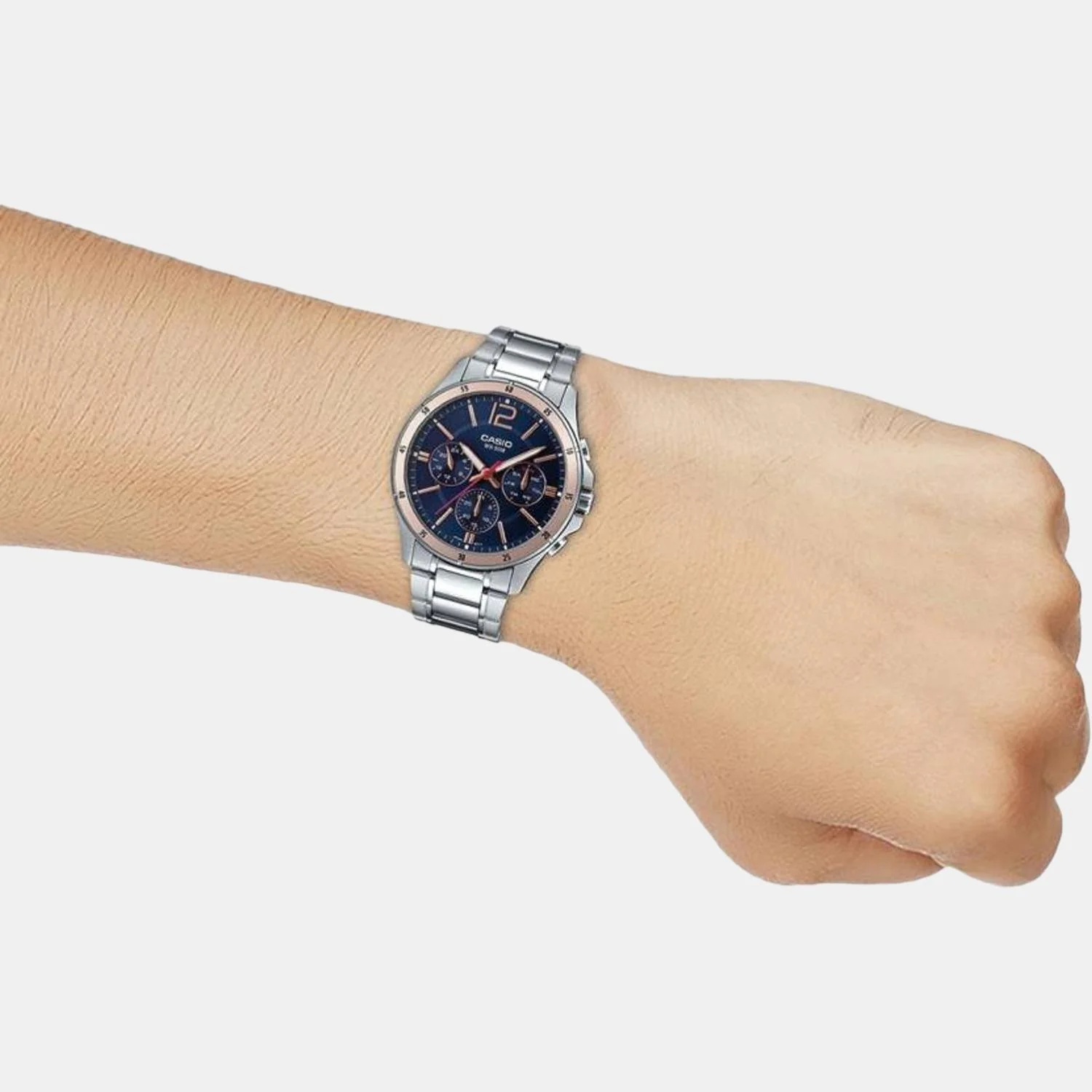Enticer Men Quartz Blue Dial Chronograph Stainless Steel Watch A1885 - Image 5