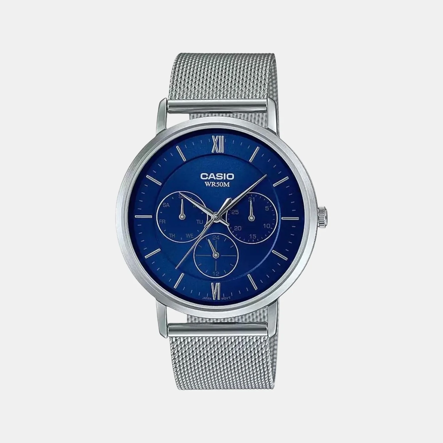 Enticer Men Quartz Blue Dial Chronograph Mesh Watch A1921