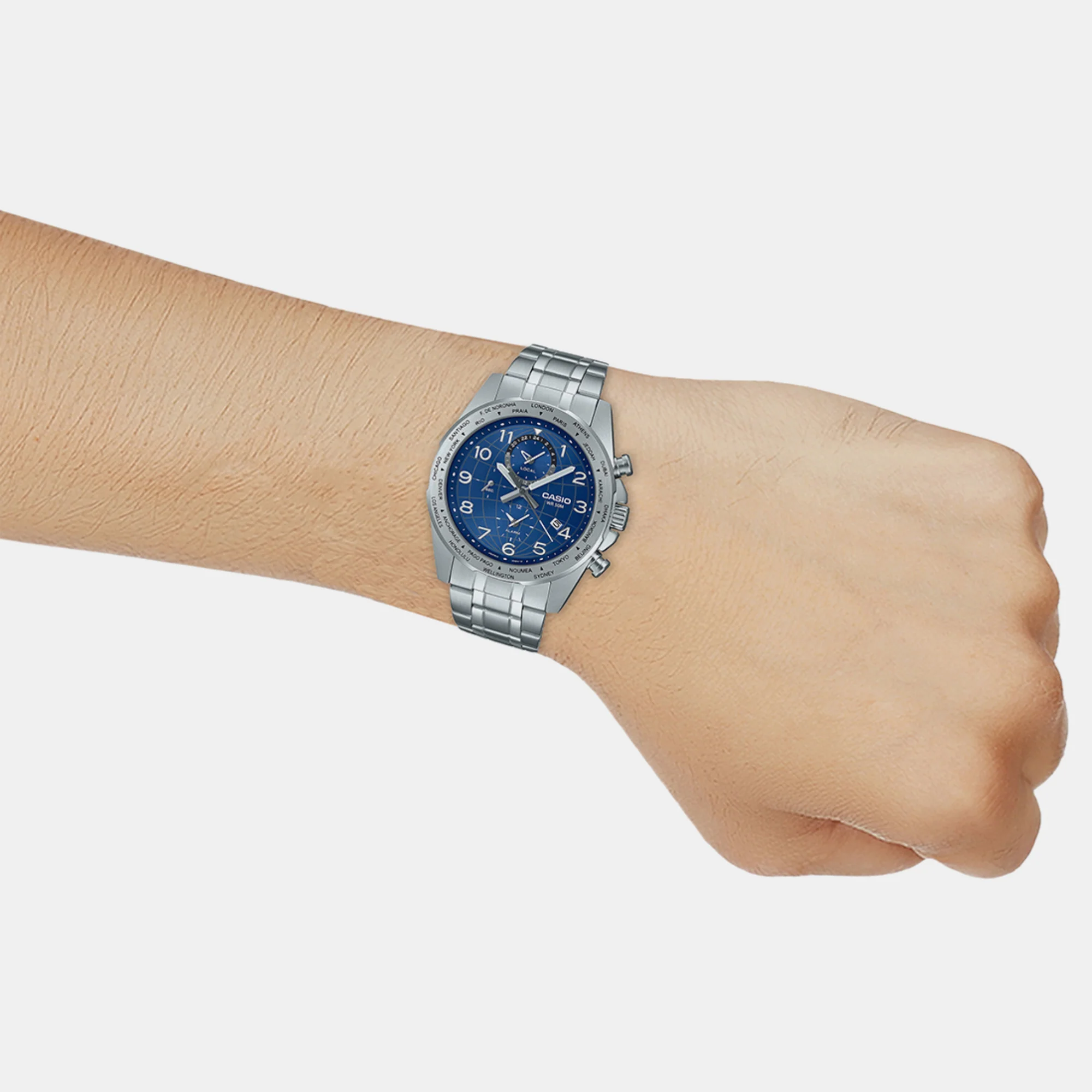 Enticer Men Quartz Blue Dial Chronograph Stainless Steel Watch A2148 - Image 5