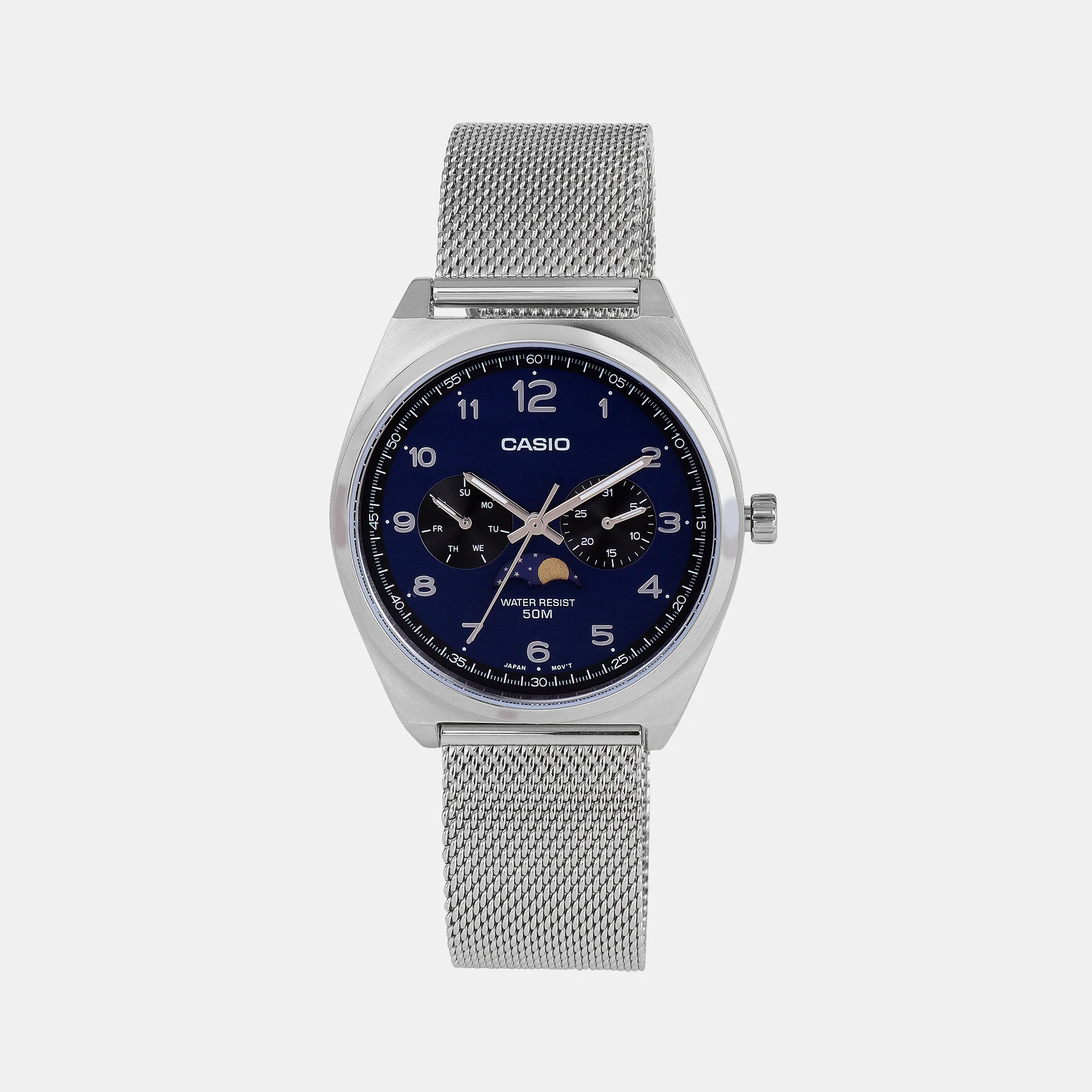 Enticer Men Quartz Blue Dial Chronograph Mesh Watch A2179
