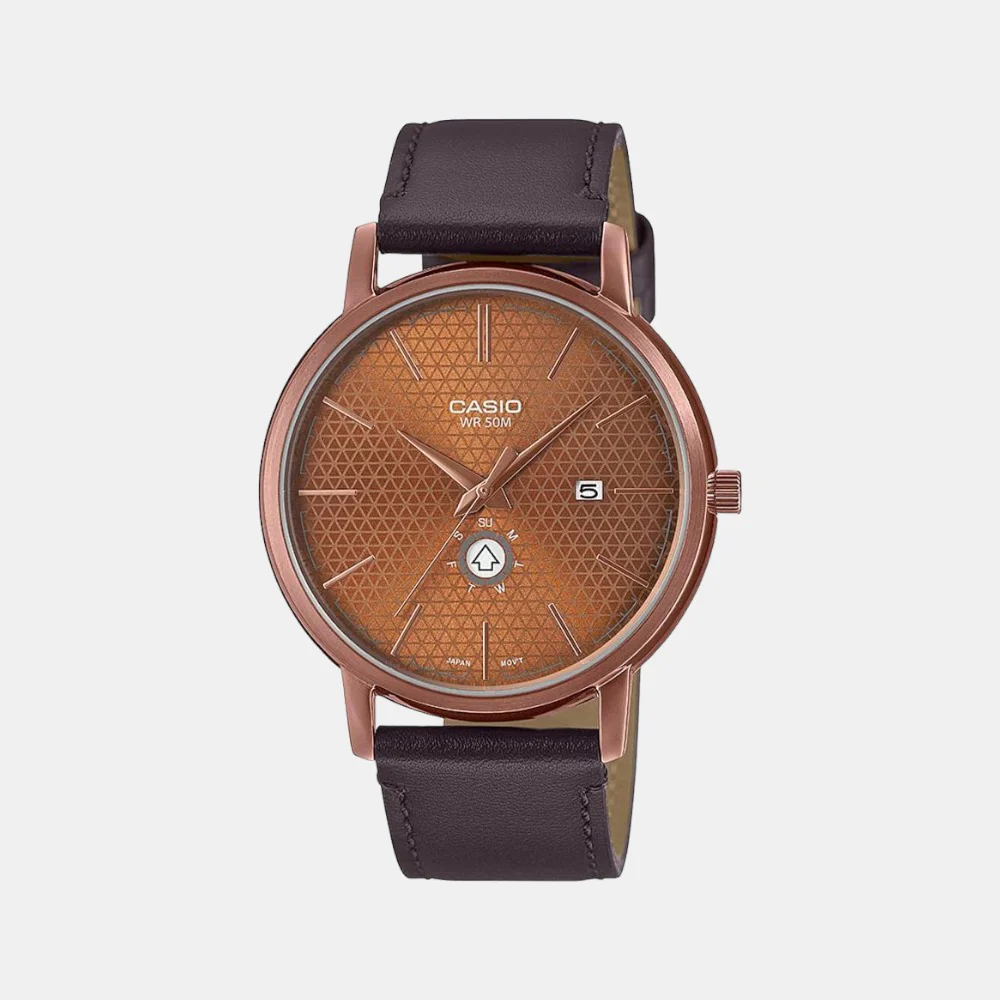 Enticer Men Quartz Brown Dial Analog Leather Watch A2054 - Image 2