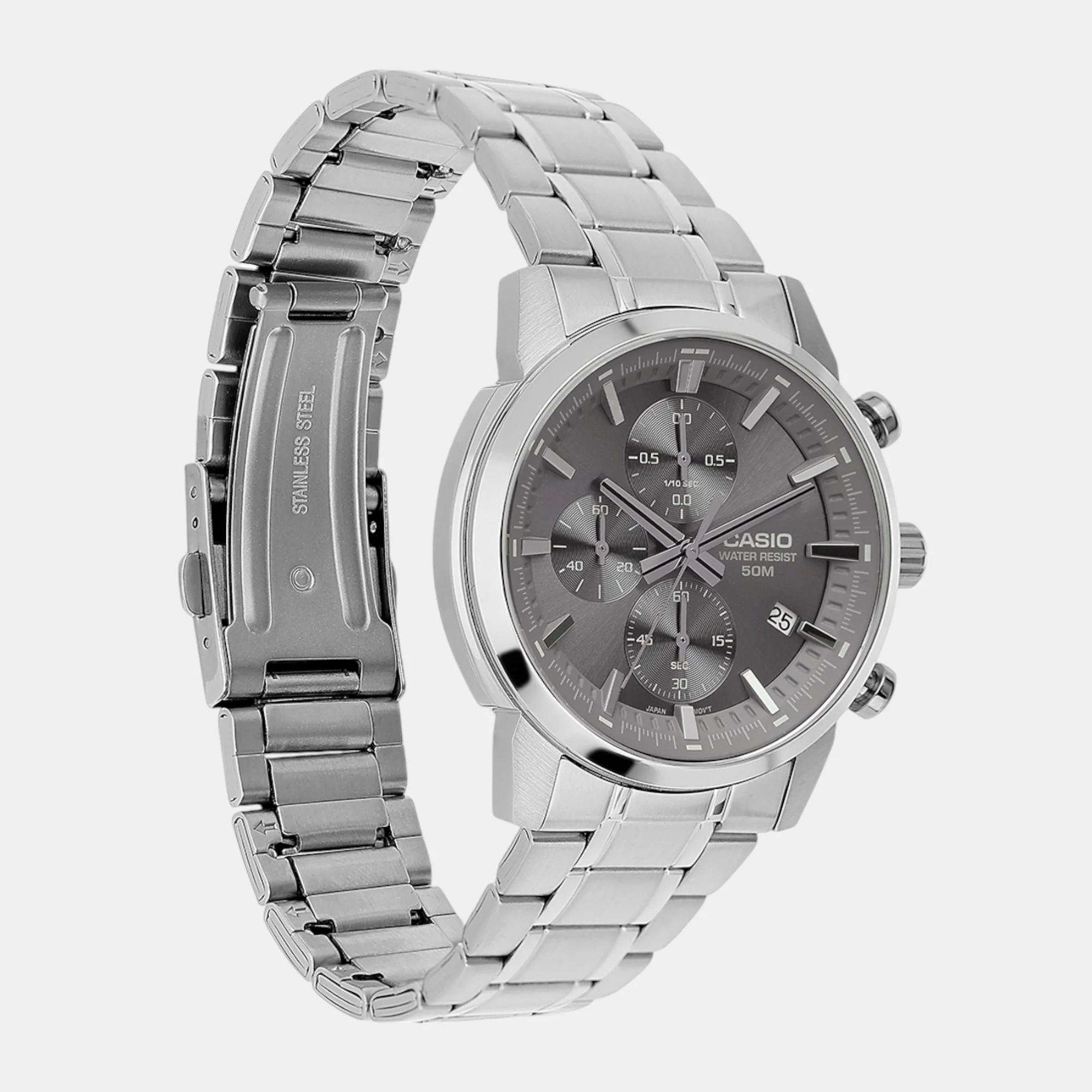 Enticer Men Quartz Grey Dial Chronograph Stainless Steel Watch A2306 - Image 3