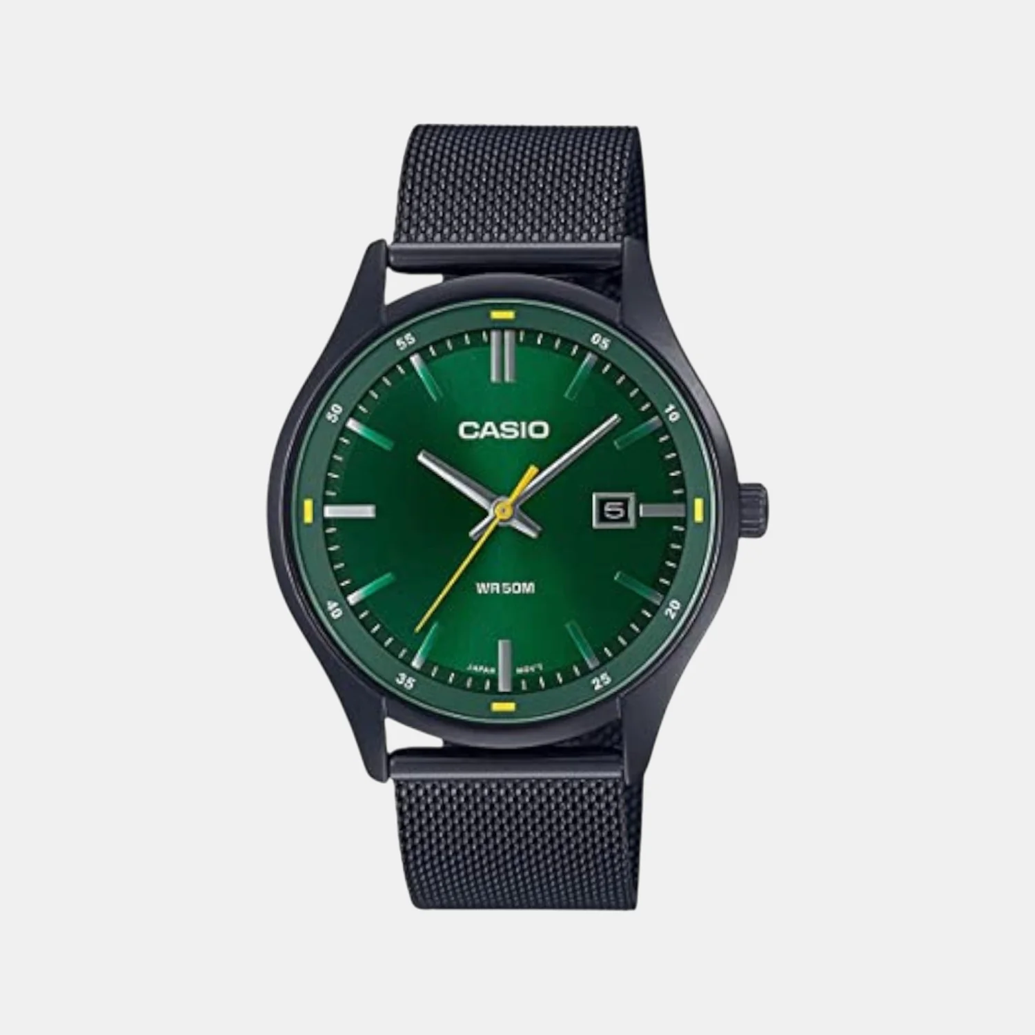 Enticer Men Quartz Green Dial Analog Mesh Watch A2105