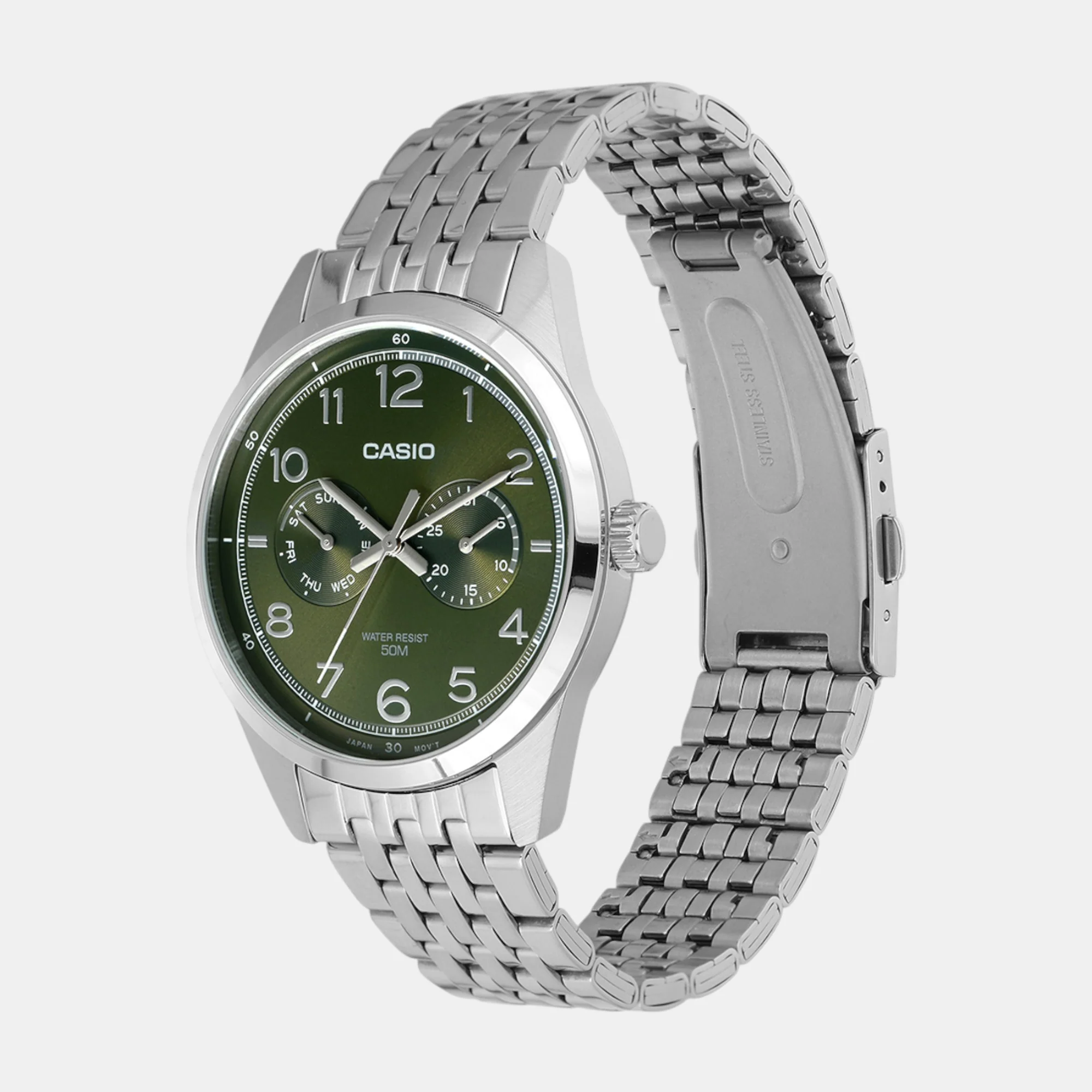 Enticer Men Quartz Green Dial Multi-Function Stainless Steel Watch A2332 - Image 2