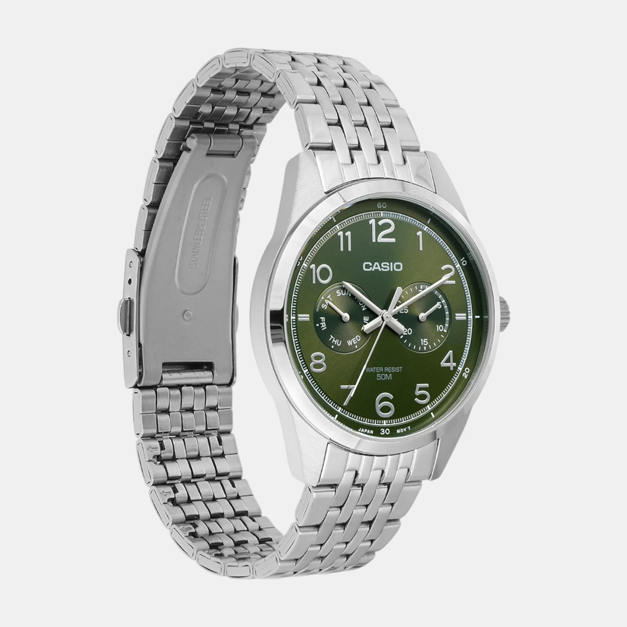 Enticer Men Quartz Green Dial Multi-Function Stainless Steel Watch A2332 - Image 3
