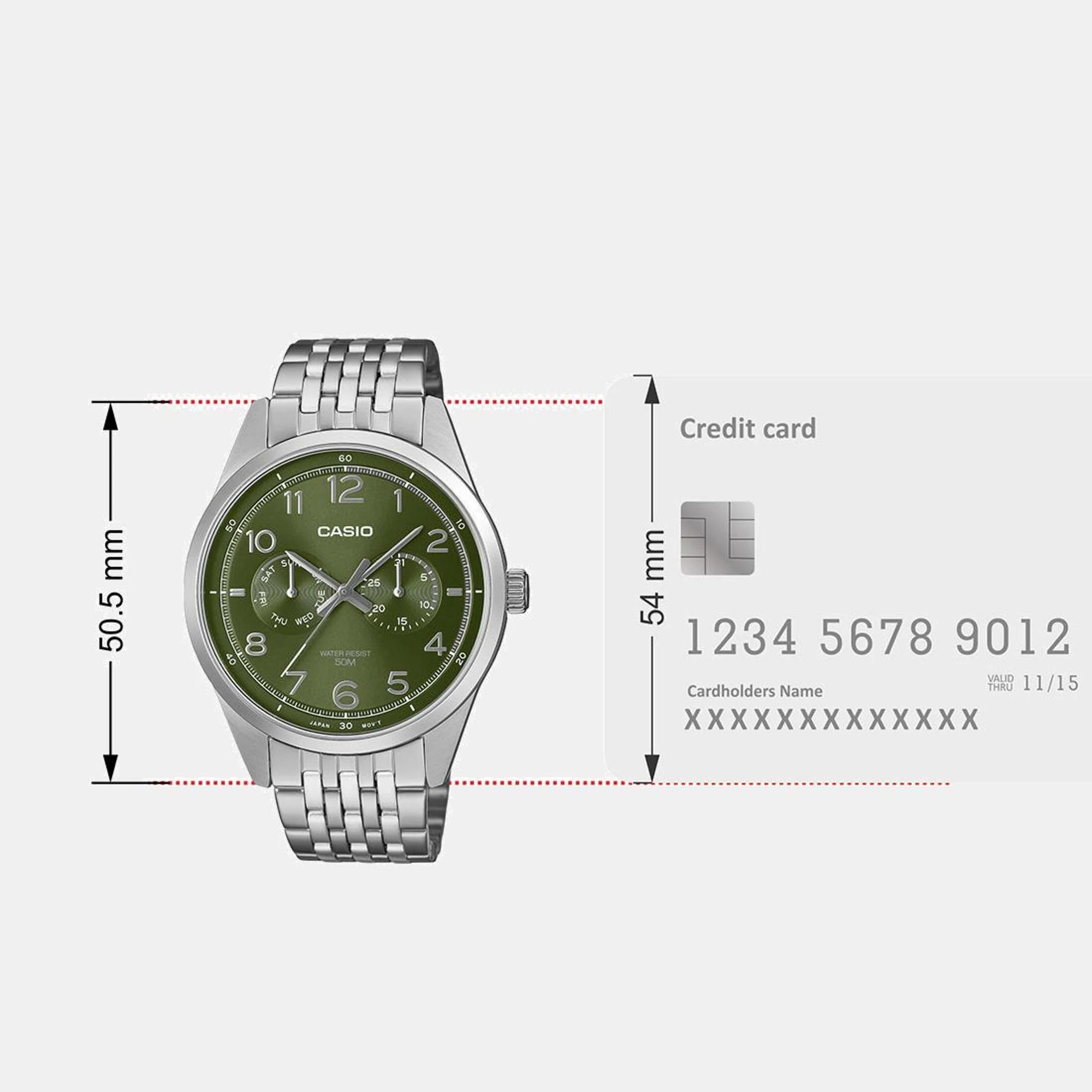 Enticer Men Quartz Green Dial Multi-Function Stainless Steel Watch A2332 - Image 8