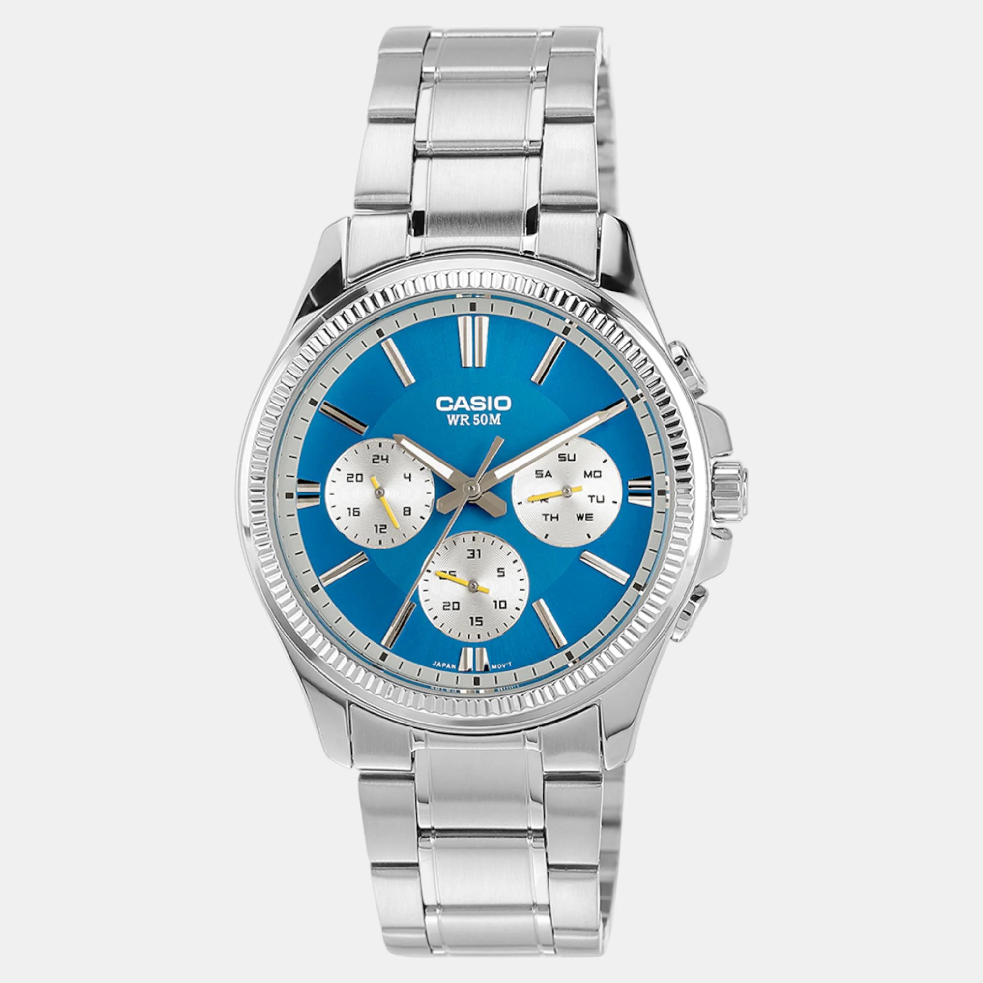 Enticer Men Quartz Light Blue Dial Chronograph Stainless Steel Watch A2229 - Image 2