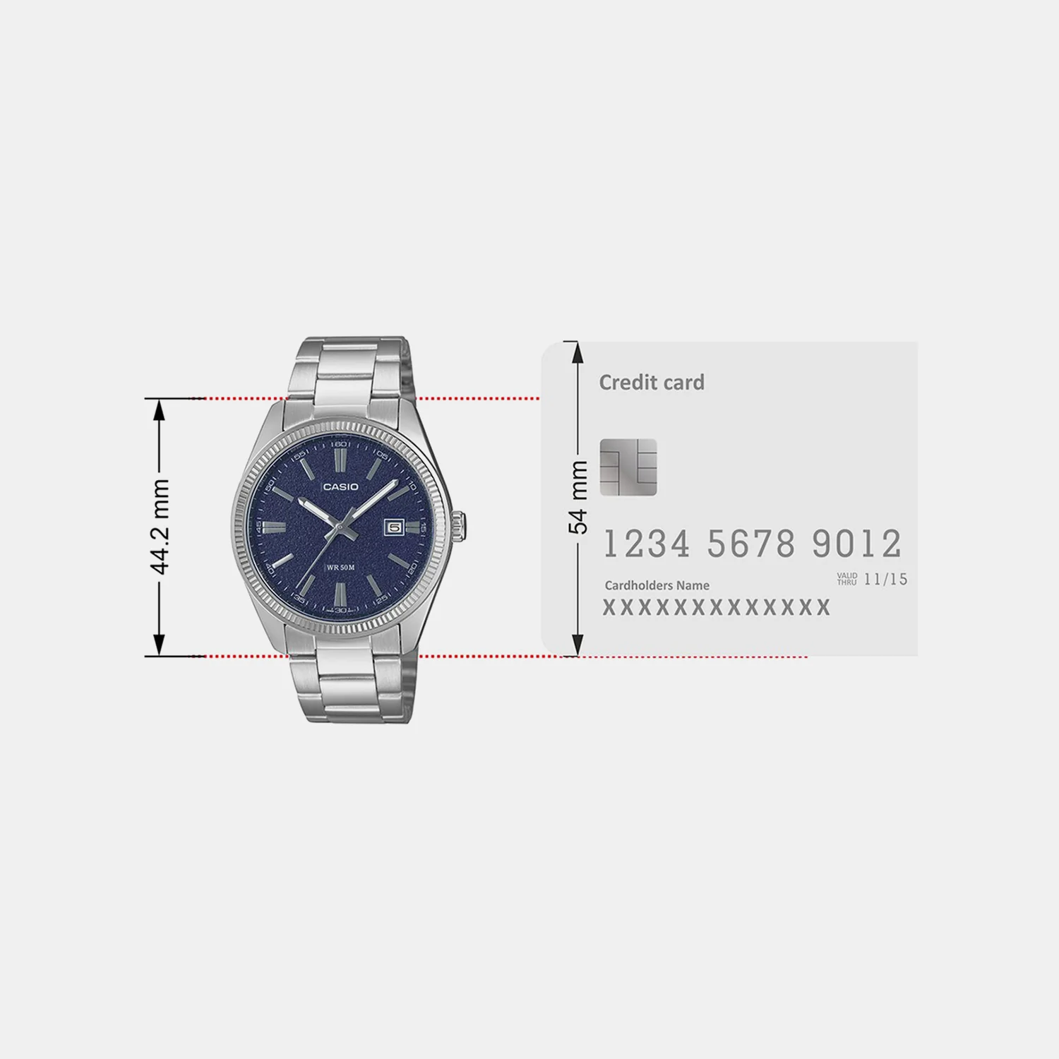 Enticer Men Quartz Navy Dial Analog Stainless Steel Watch MTP-1302DA-2A1VDF A2485 - Image 8