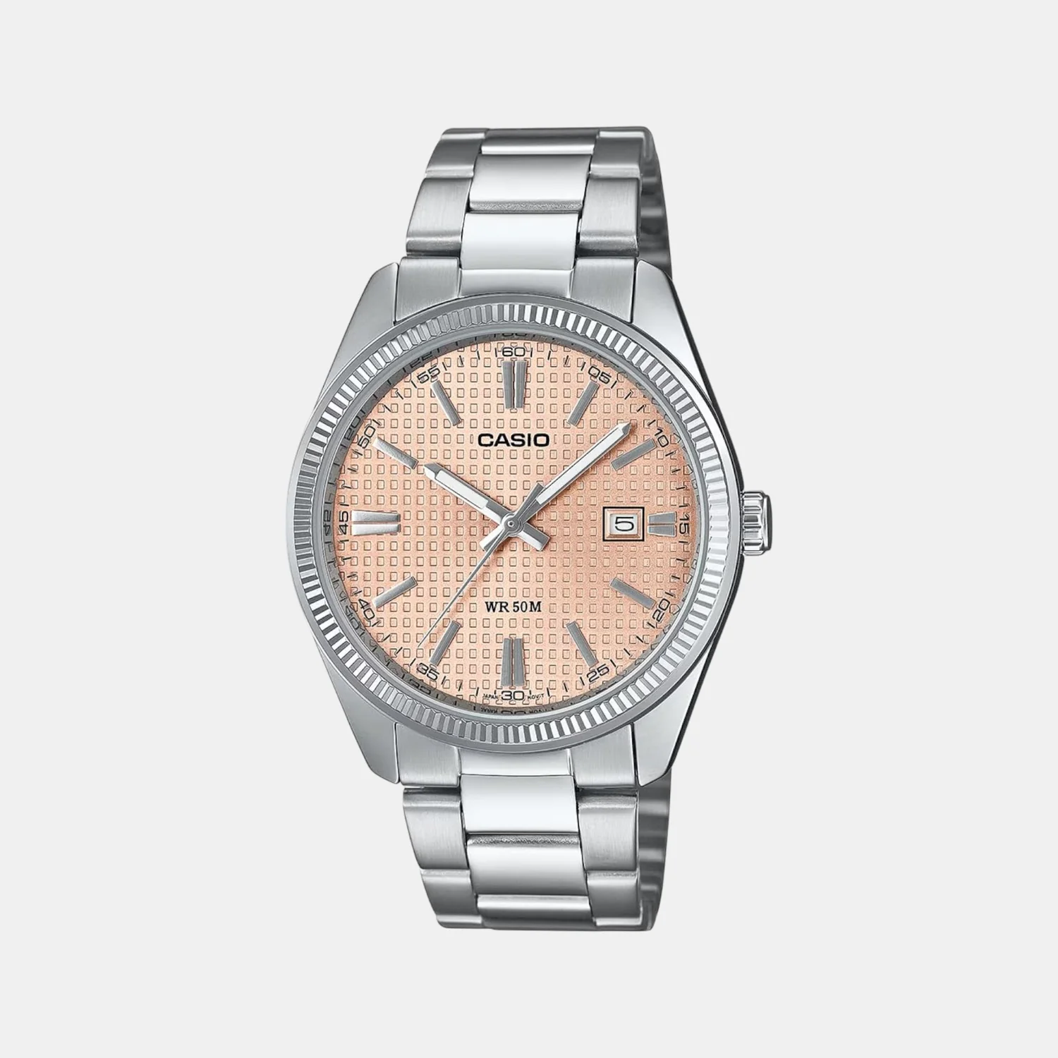 Enticer Men Quartz Pink Dial Analog Stainless Steel Watch A2395