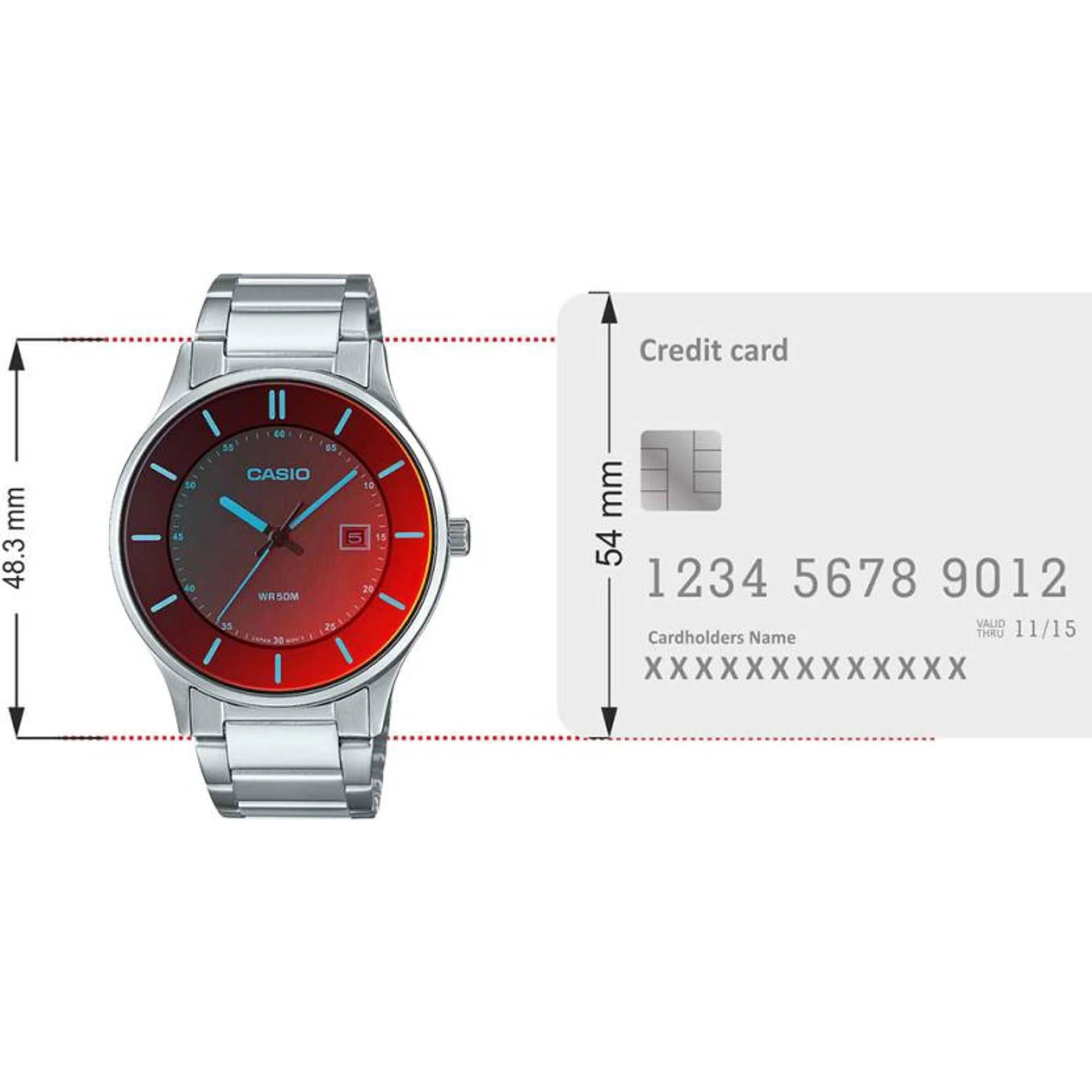 Enticer Men Quartz Red Dial Analog Stainless Steel Watch A2109 - Image 6