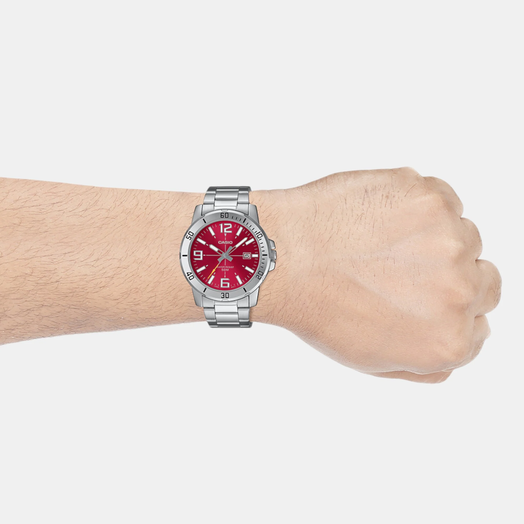 Enticer Men Quartz Red Dial Analog Stainless Steel Watch A2338 - Image 7