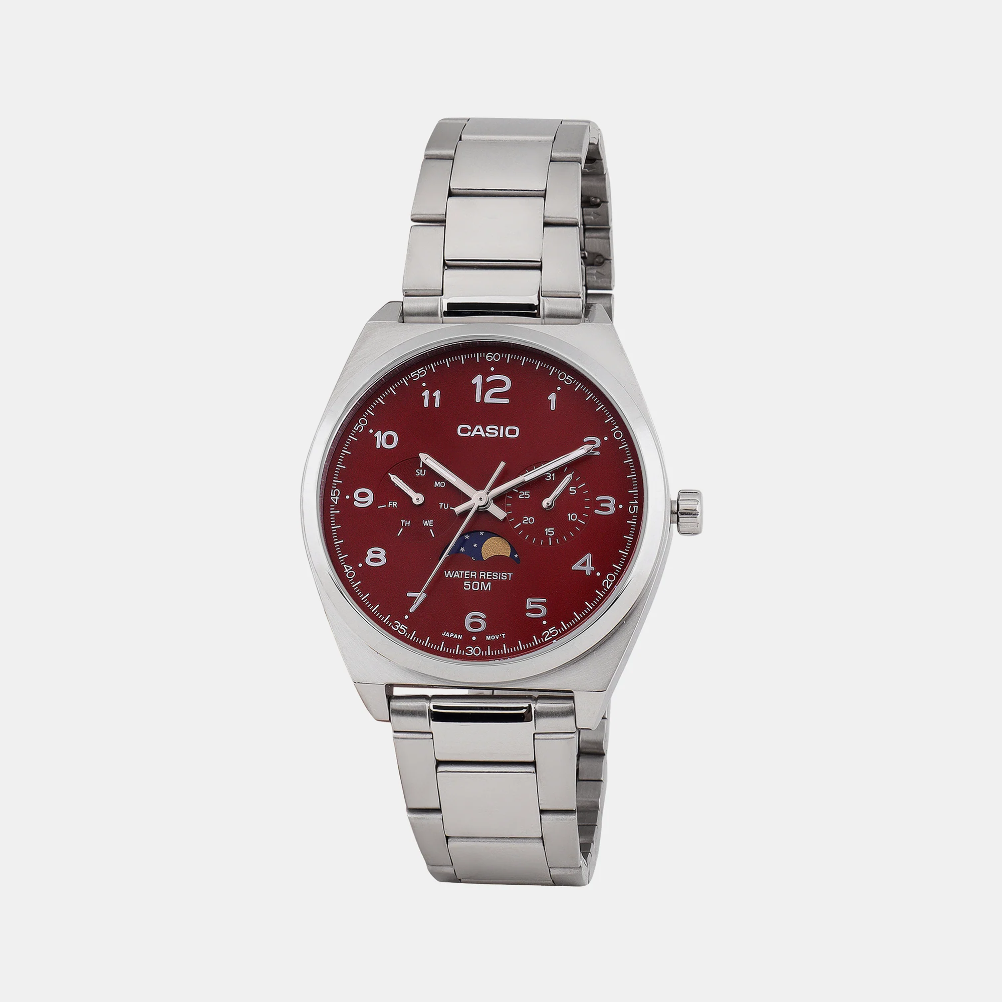 Enticer Men Quartz Red Dial Chronograph Stainless Steel Watch A2175