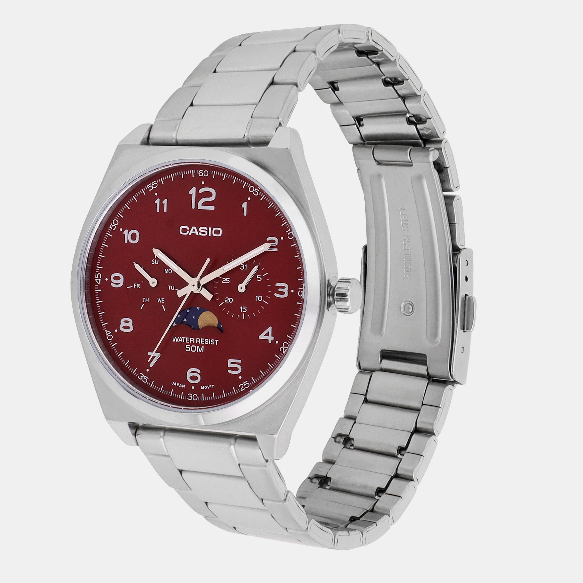 Enticer Men Quartz Red Dial Chronograph Stainless Steel Watch A2175 - Image 2