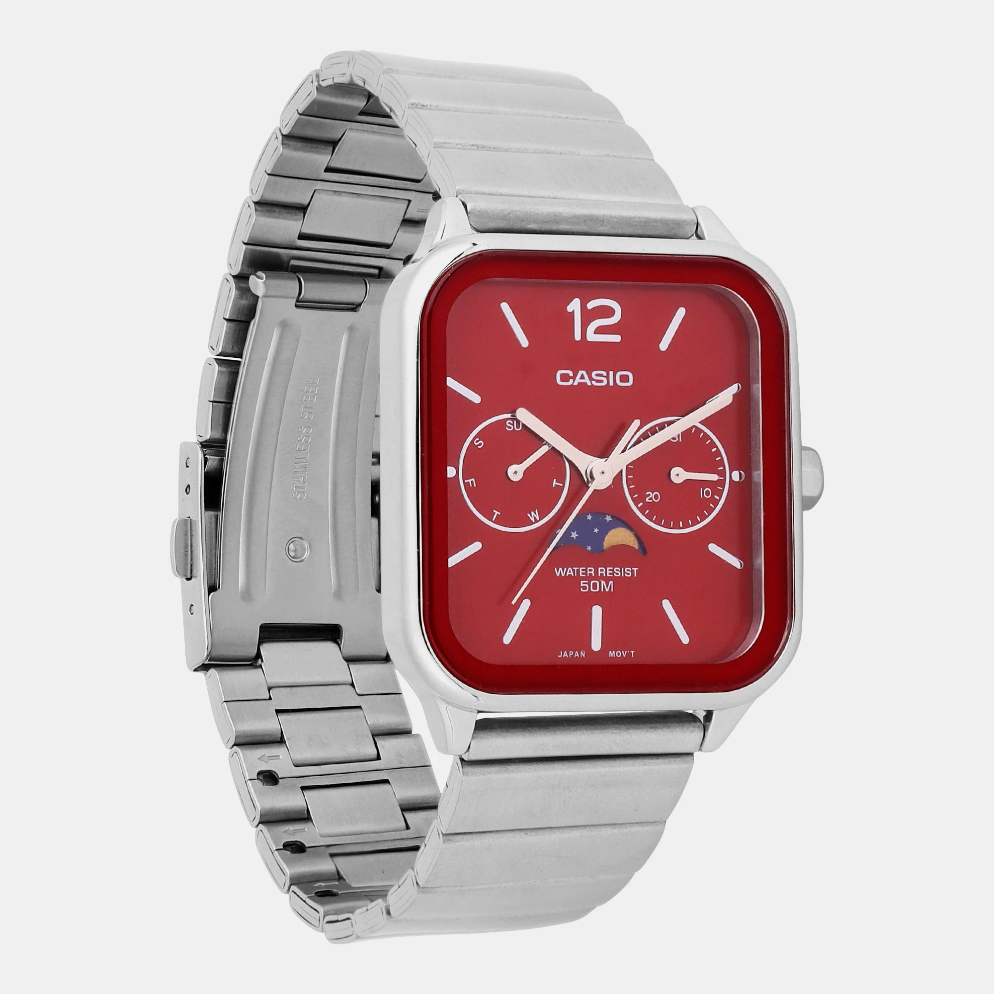 Enticer Men Quartz Red Dial Chronograph Stainless Steel Watch A2182 - Image 3