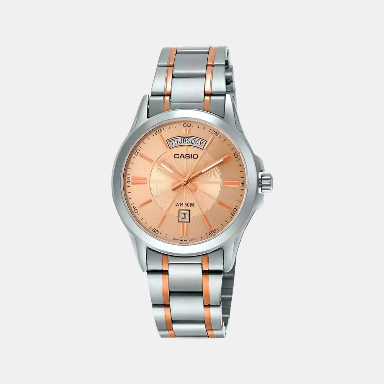 Enticer Men Quartz Rose Gold Dial Analog Stainless Steel Watch A1771