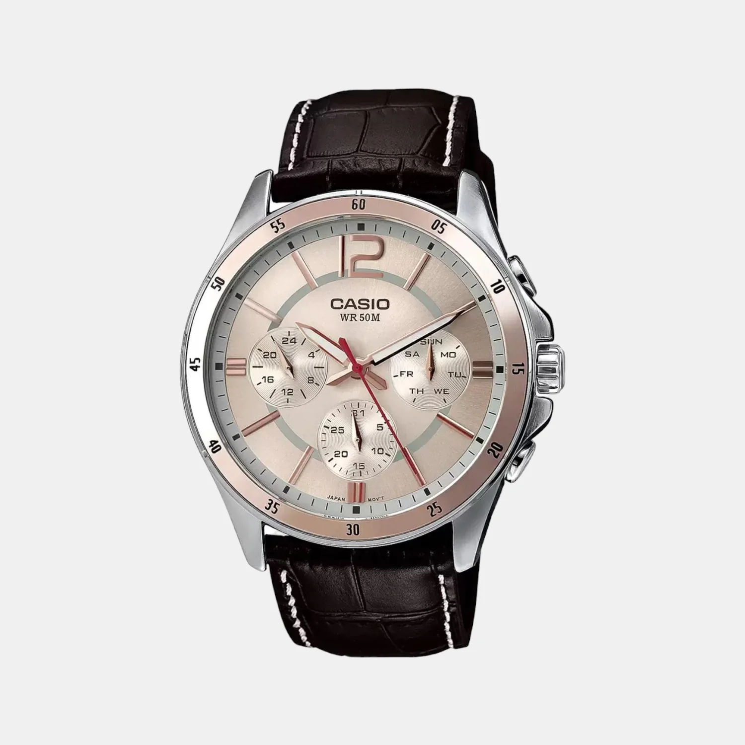 Enticer Men Quartz Rose Gold Dial Chronograph Watch A956