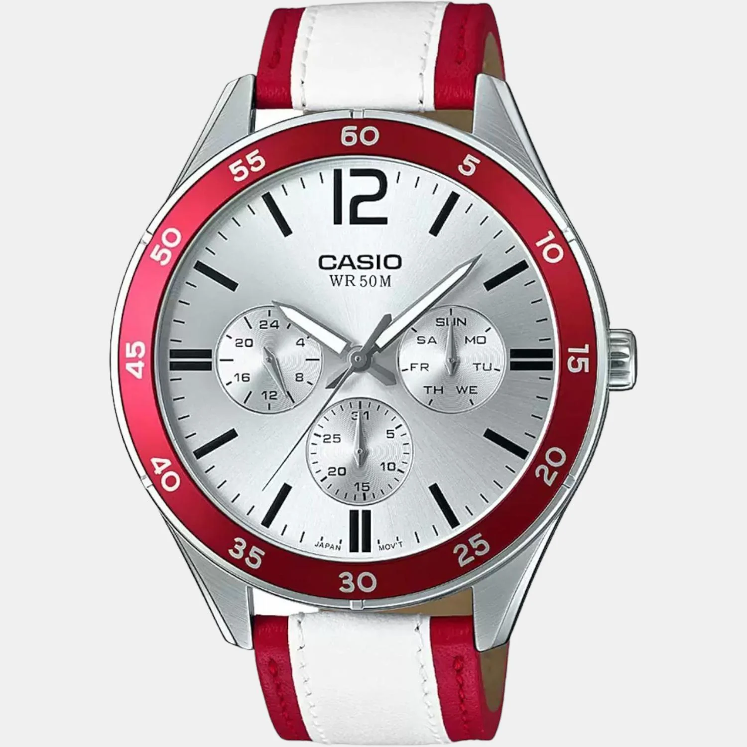 Enticer Men Quartz Silver Dial Chronograph Leather Watch A1182 - Image 5