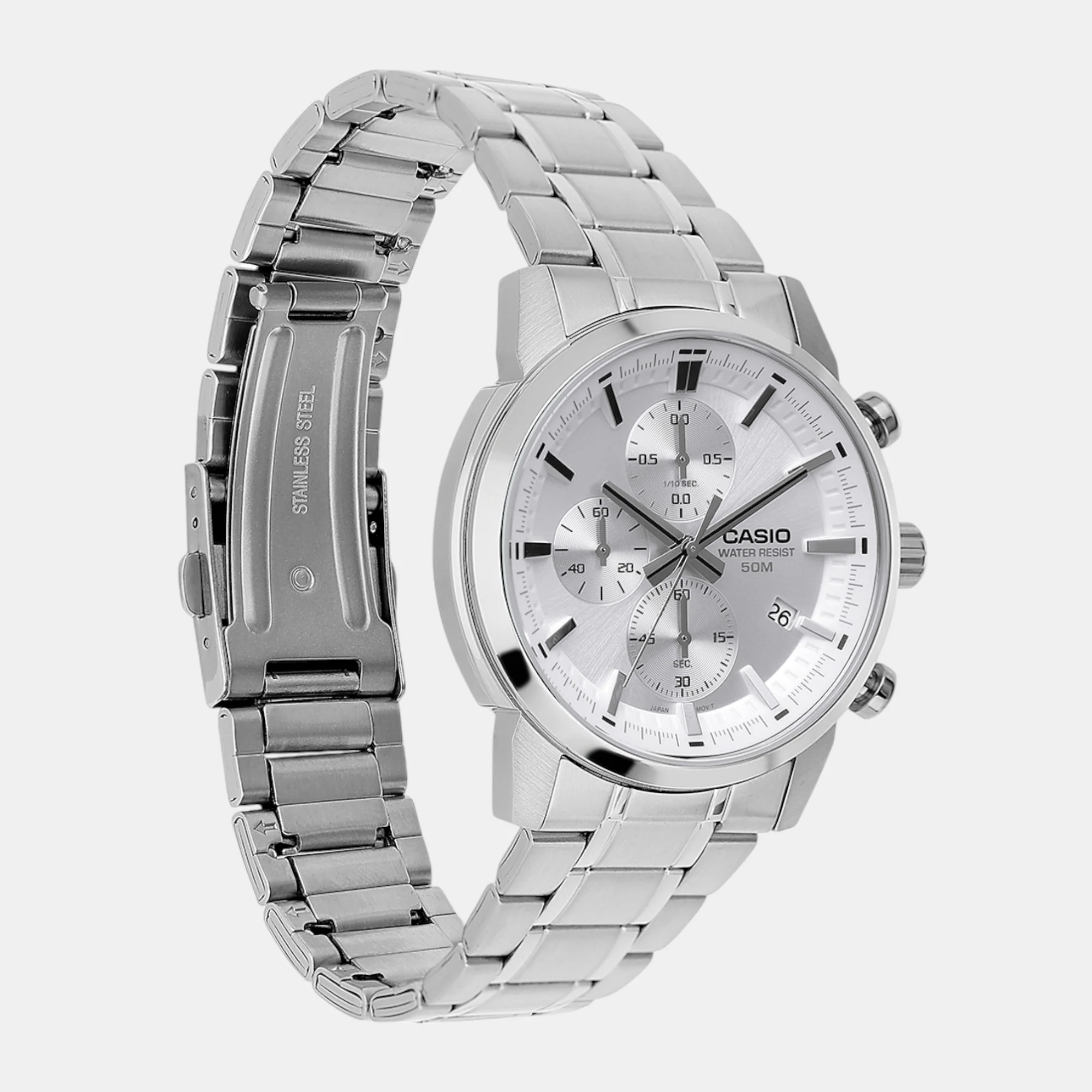 Enticer Men Quartz Silver Dial Chronograph Stainless Steel Watch A2305 - Image 3