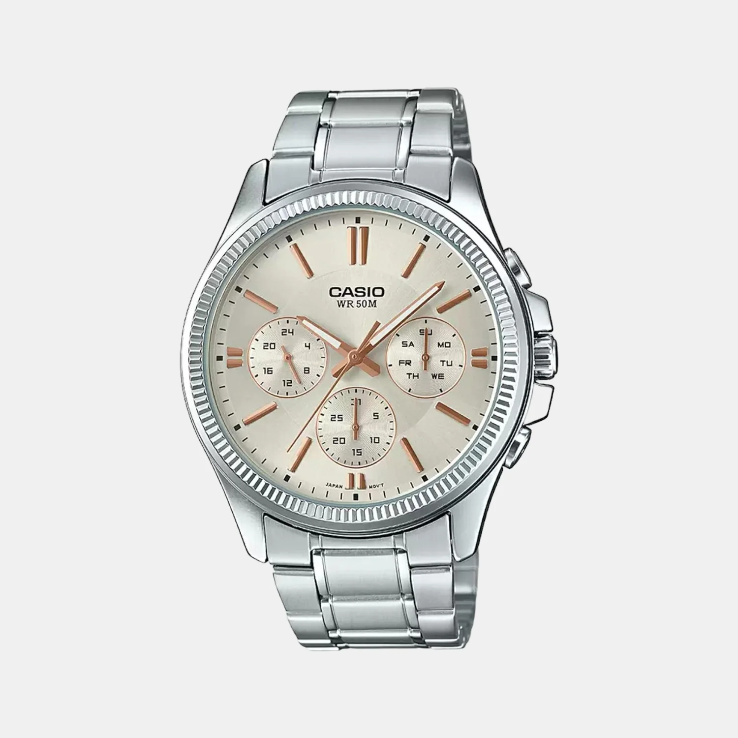Enticer Men Quartz White Dial Chronograph Stainless Steel Watch A1078