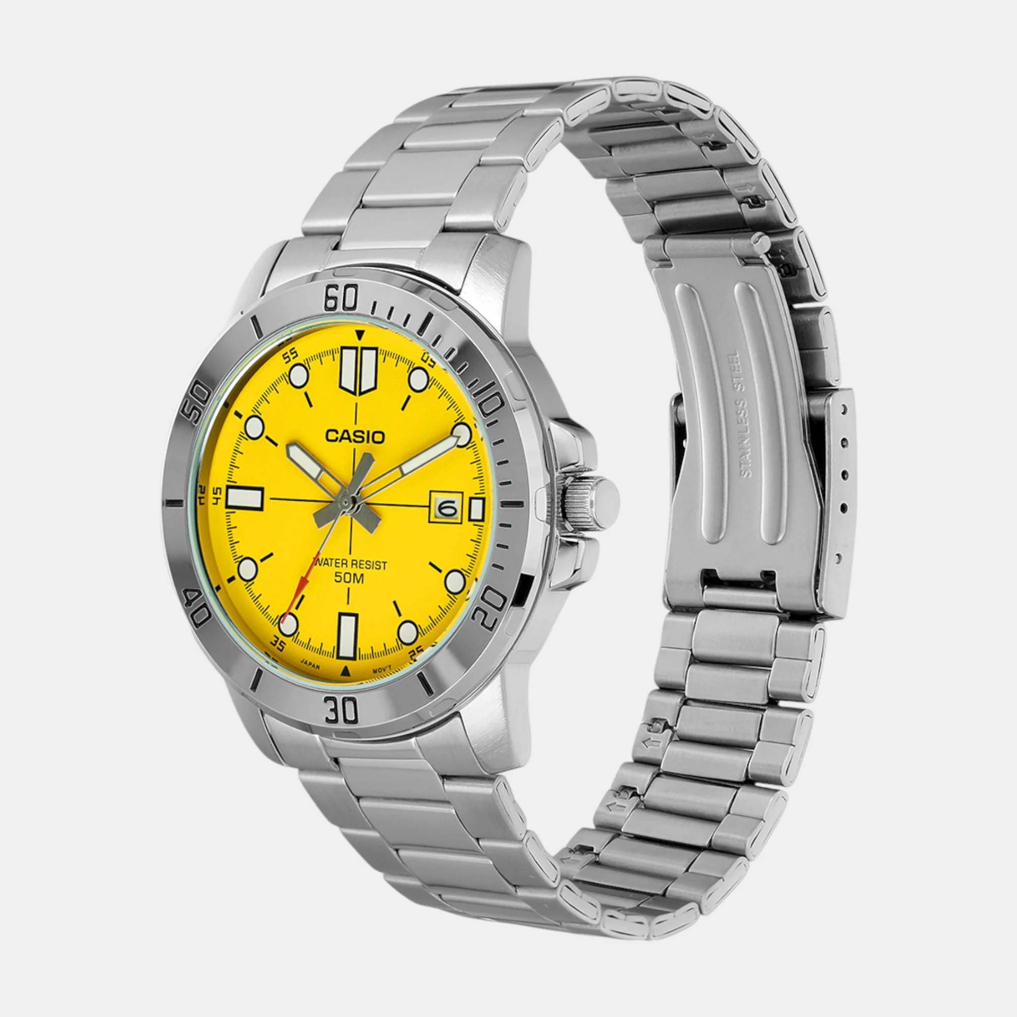Enticer Men Quartz Yellow Dial Analog Stainless Steel Watch A2340 - Image 2