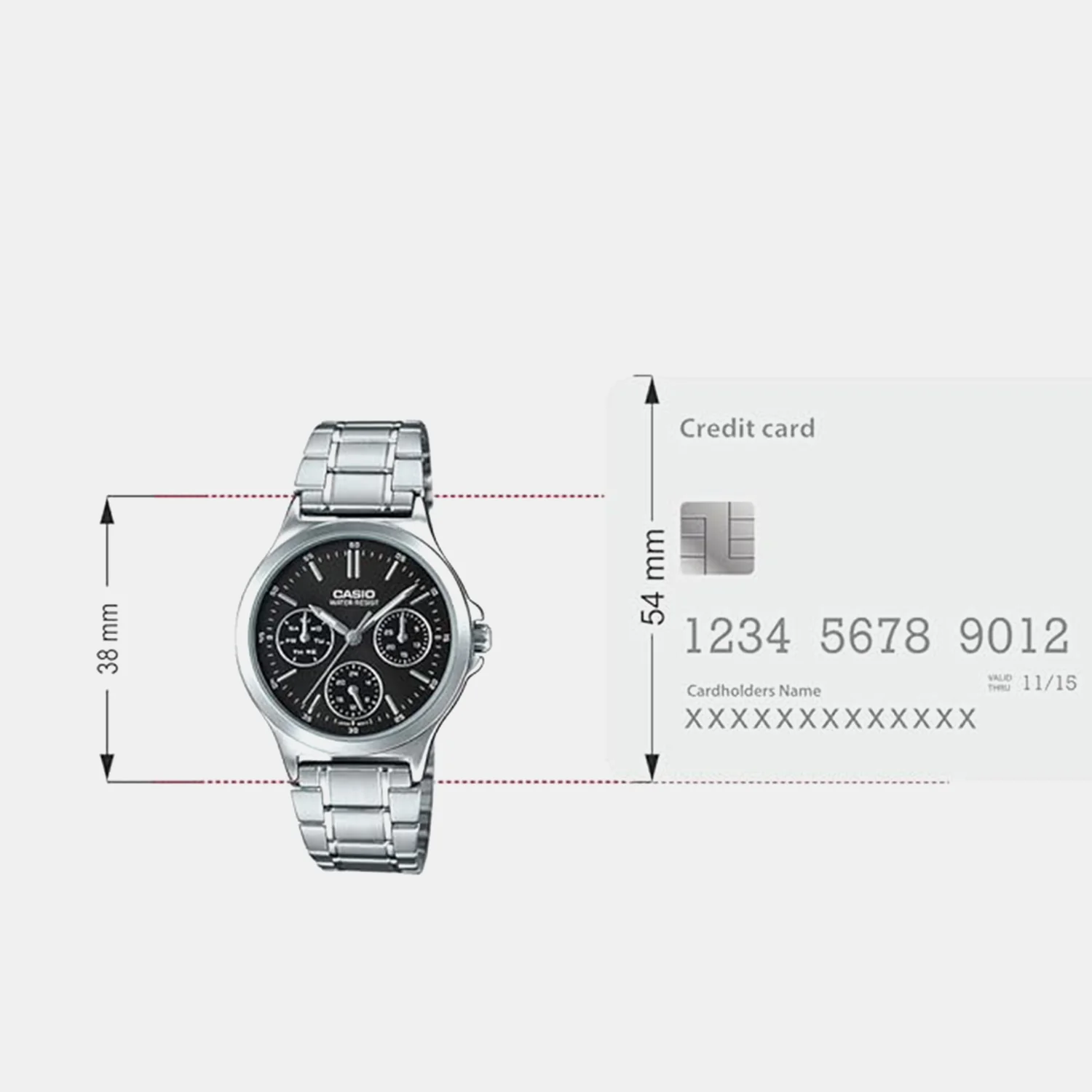 Enticer Women Quartz Black Dial Chronograph Stainless Steel Watch A1895 - Image 6