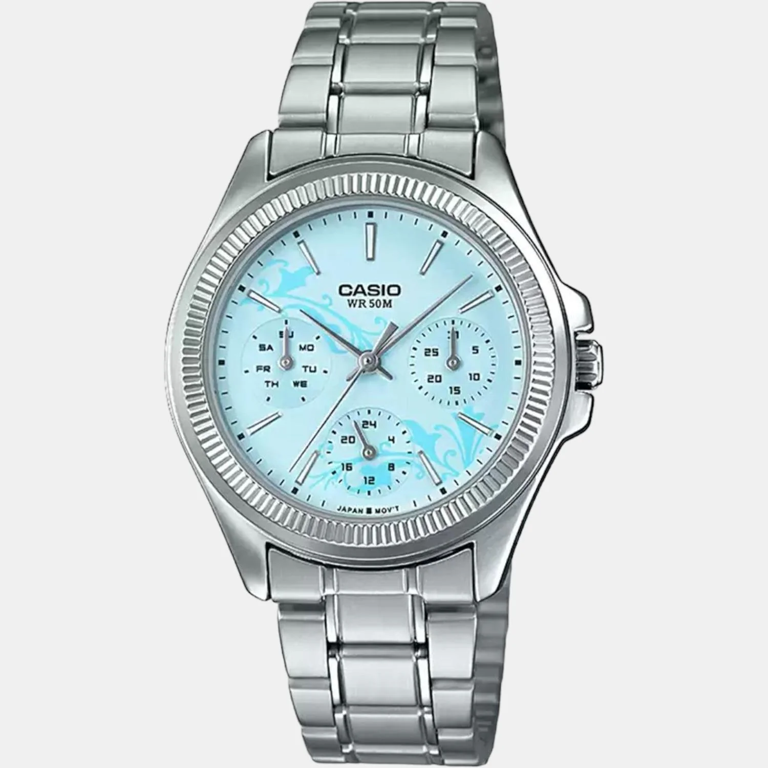 Enticer Women Quartz Blue Dial Chronograph Stainless Steel Watch A1572 - Image 2