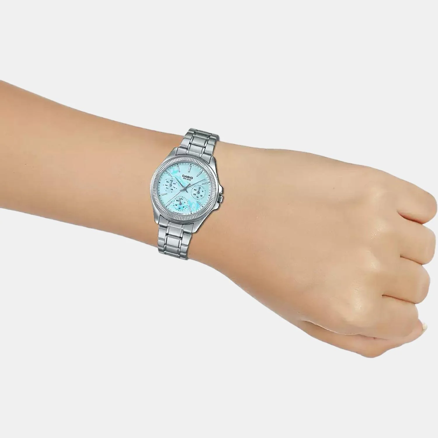 Enticer Women Quartz Blue Dial Chronograph Stainless Steel Watch A1572 - Image 6